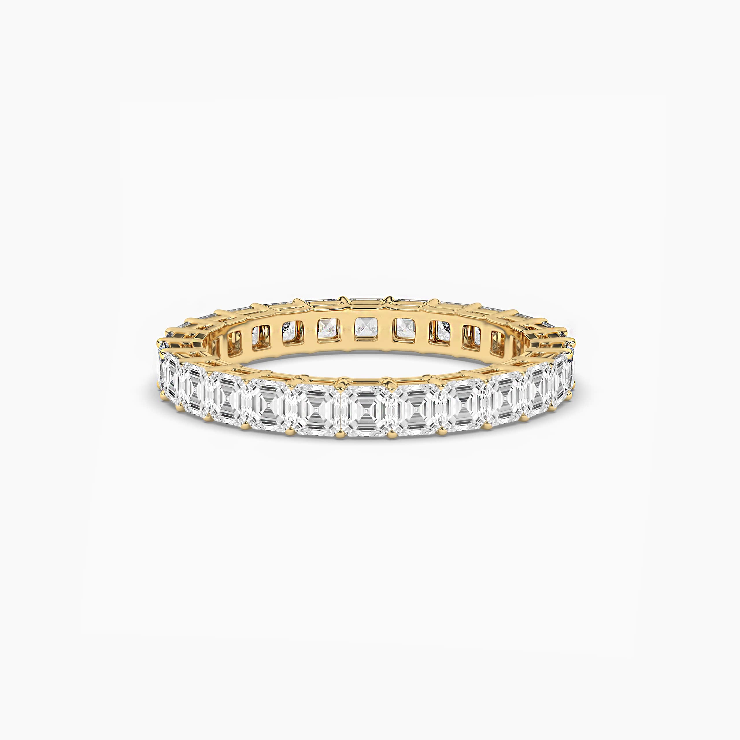 Asscher Cut Diamond Eternity Band in Yellow Gold