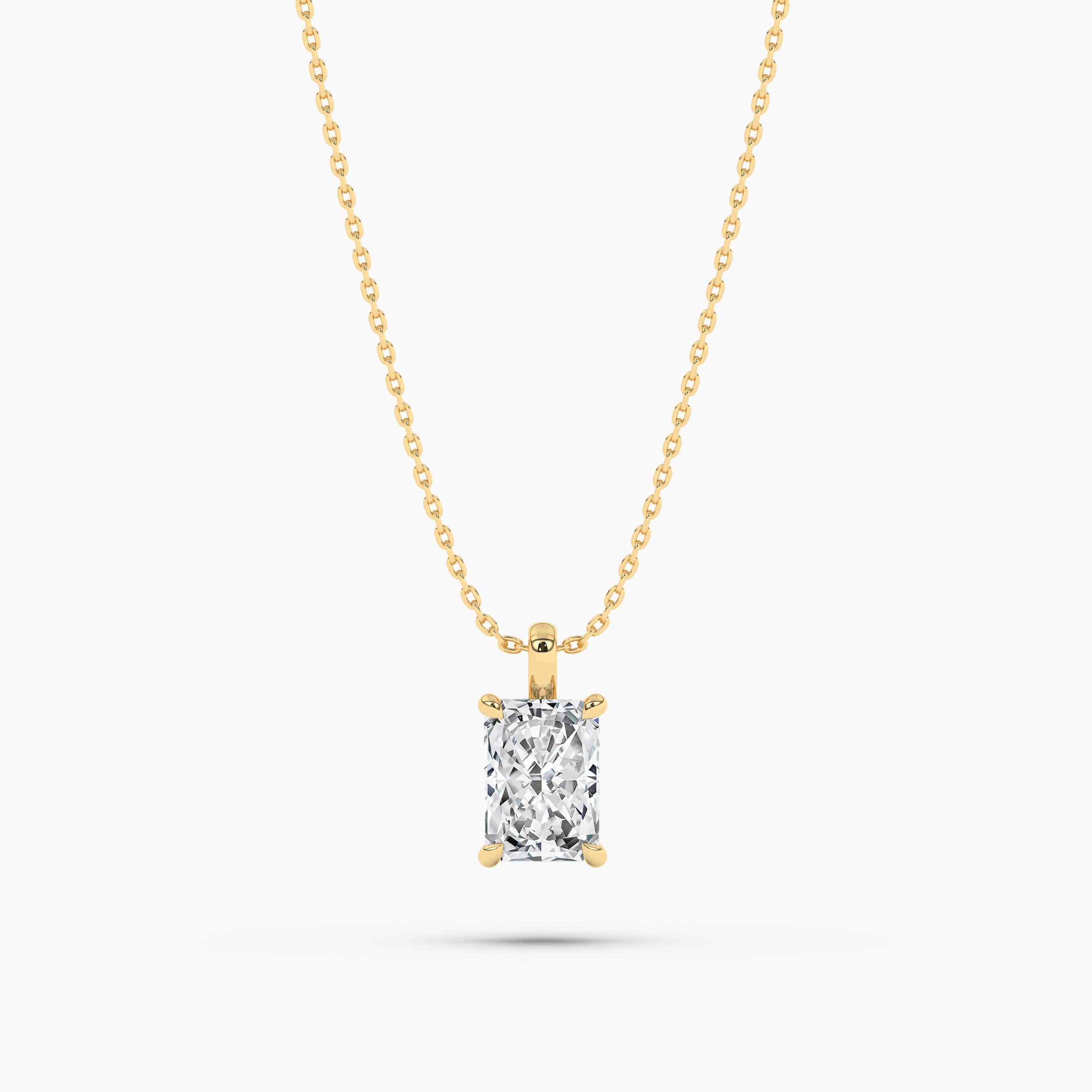Radiant Solitaire Pendants with Diamond in Yellow Gold