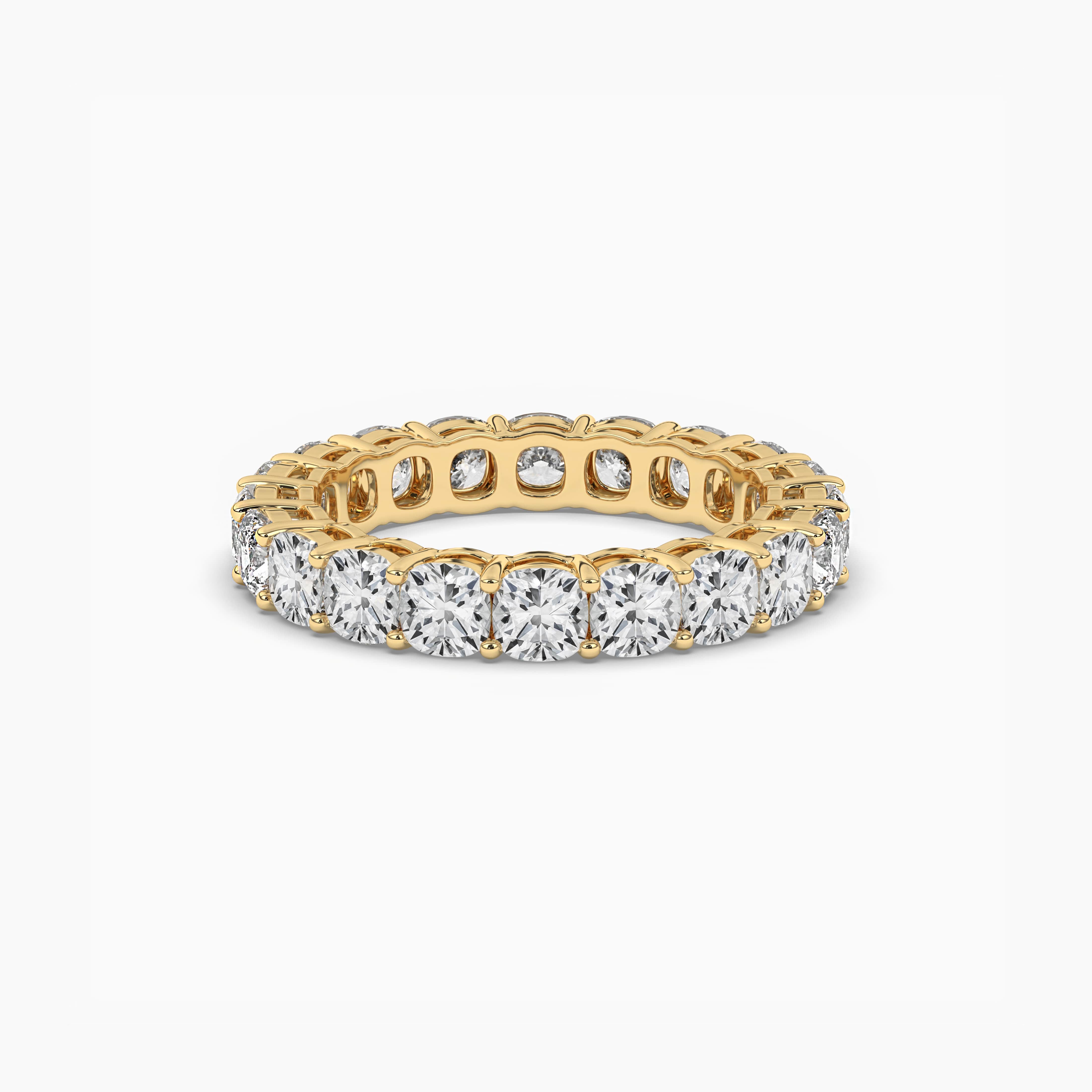 Cushion Cut Diamond Engagement Eternity Ring In Yellow Gold