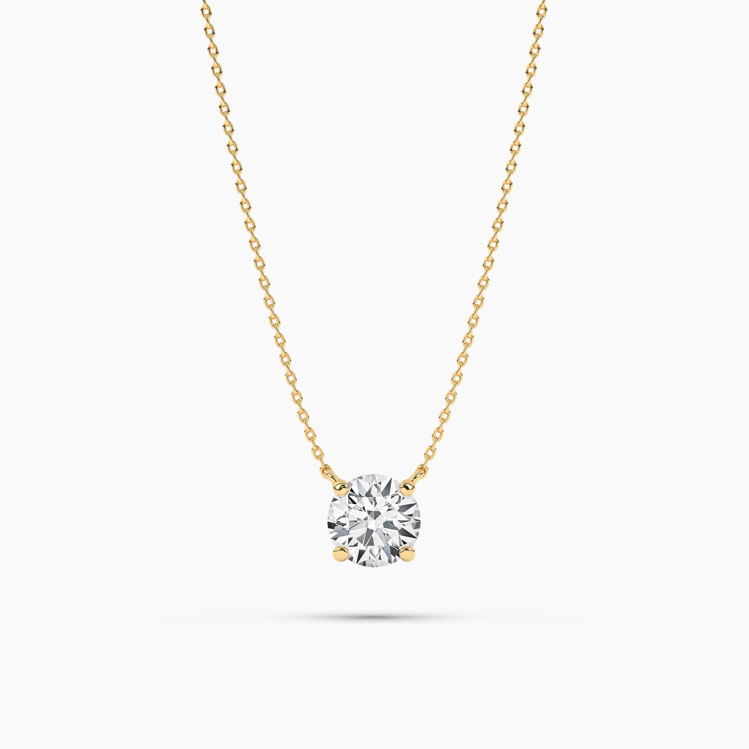  Round-Cut Diamond Solitaire 4-Prong Pendant Necklace