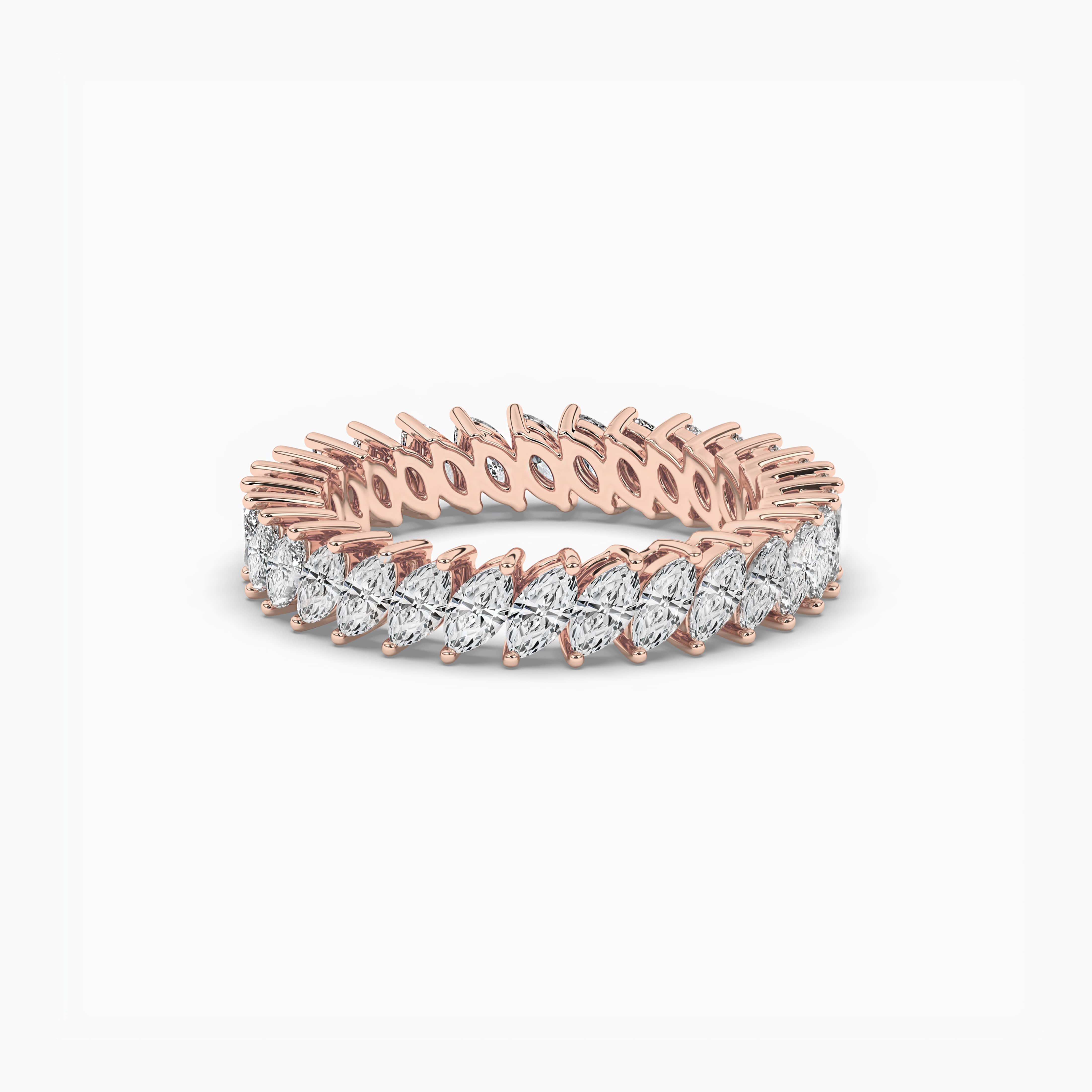 Rose Gold Marquise Moissanite Diamond Eternity Wedding Band