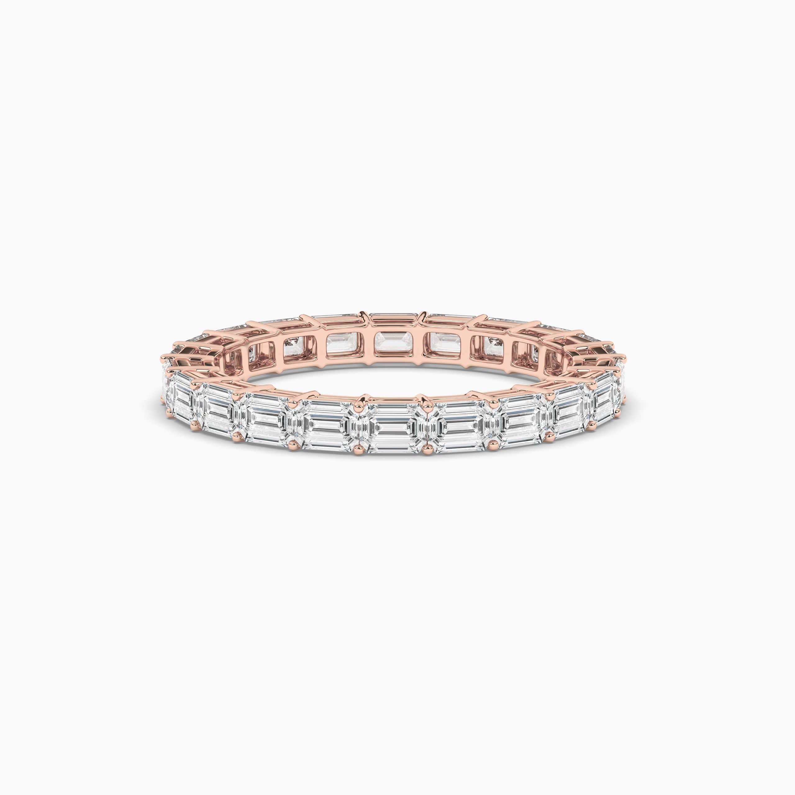 East West Emerald Cut Eternity Ring In Rose Gold