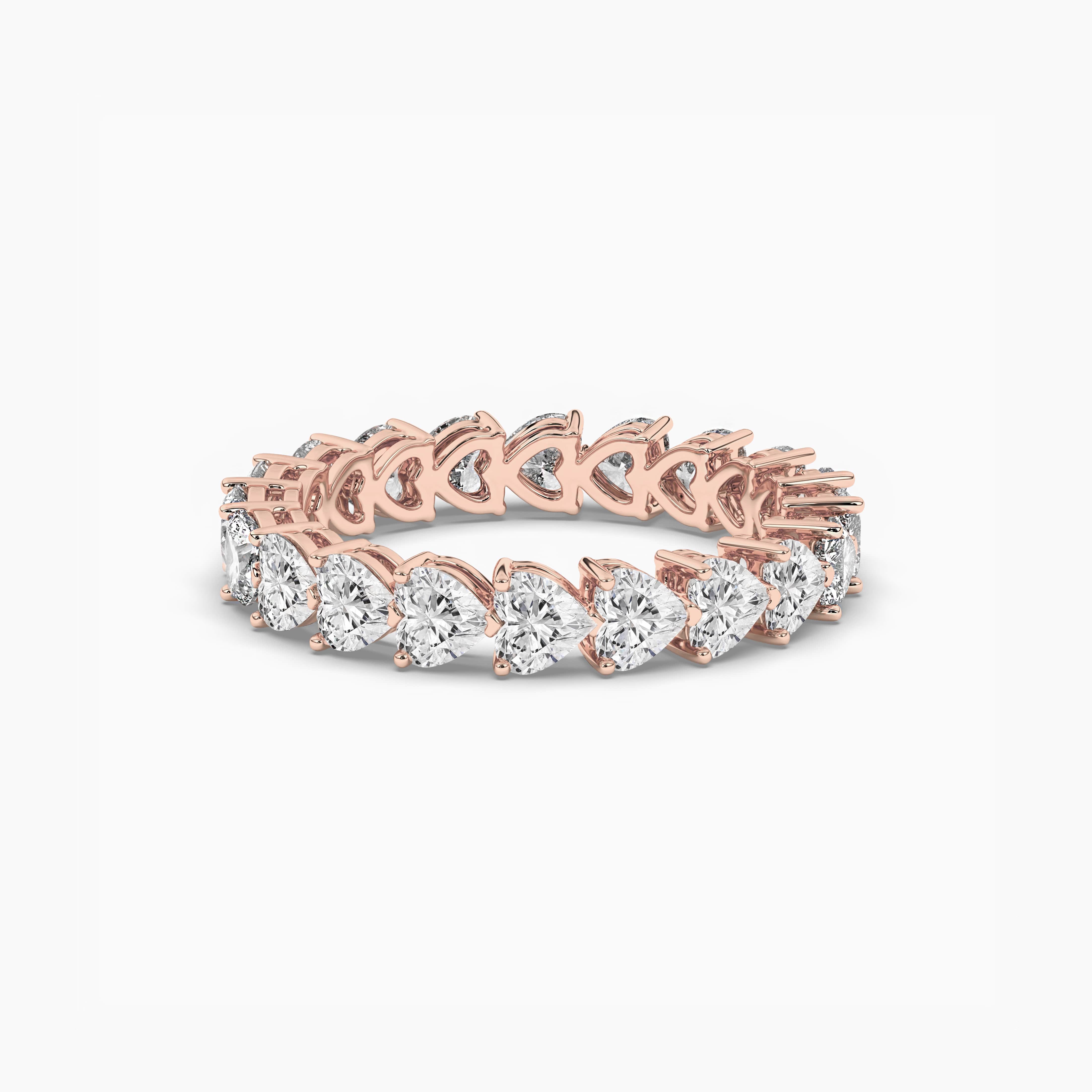 Heart Shaped Lab Diamond Eternity Ring Wedding Band In Rose Gold For Woman