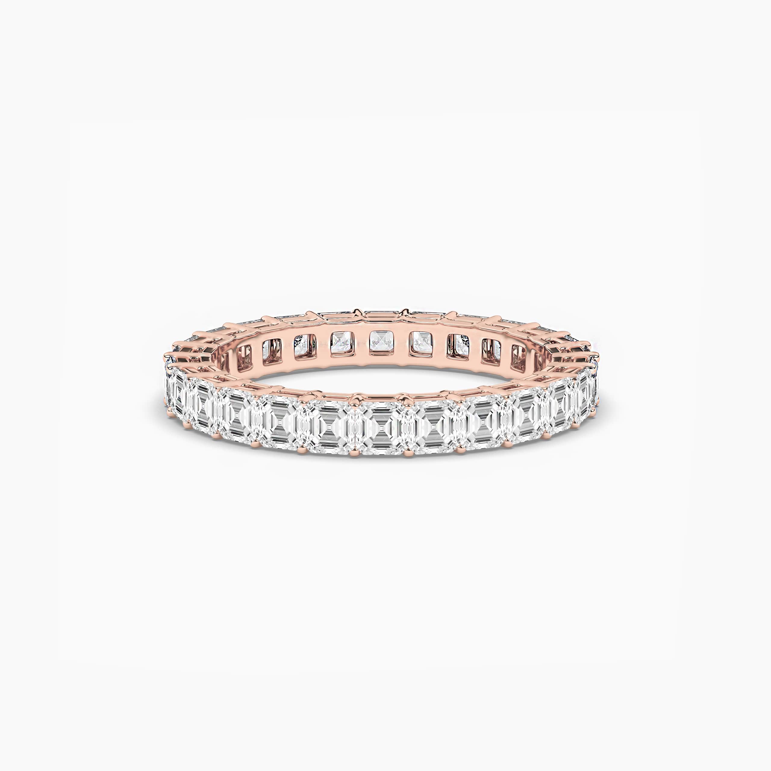 Eternity Ring with Prong Set Asscher Cut Diamonds in Rose Gold