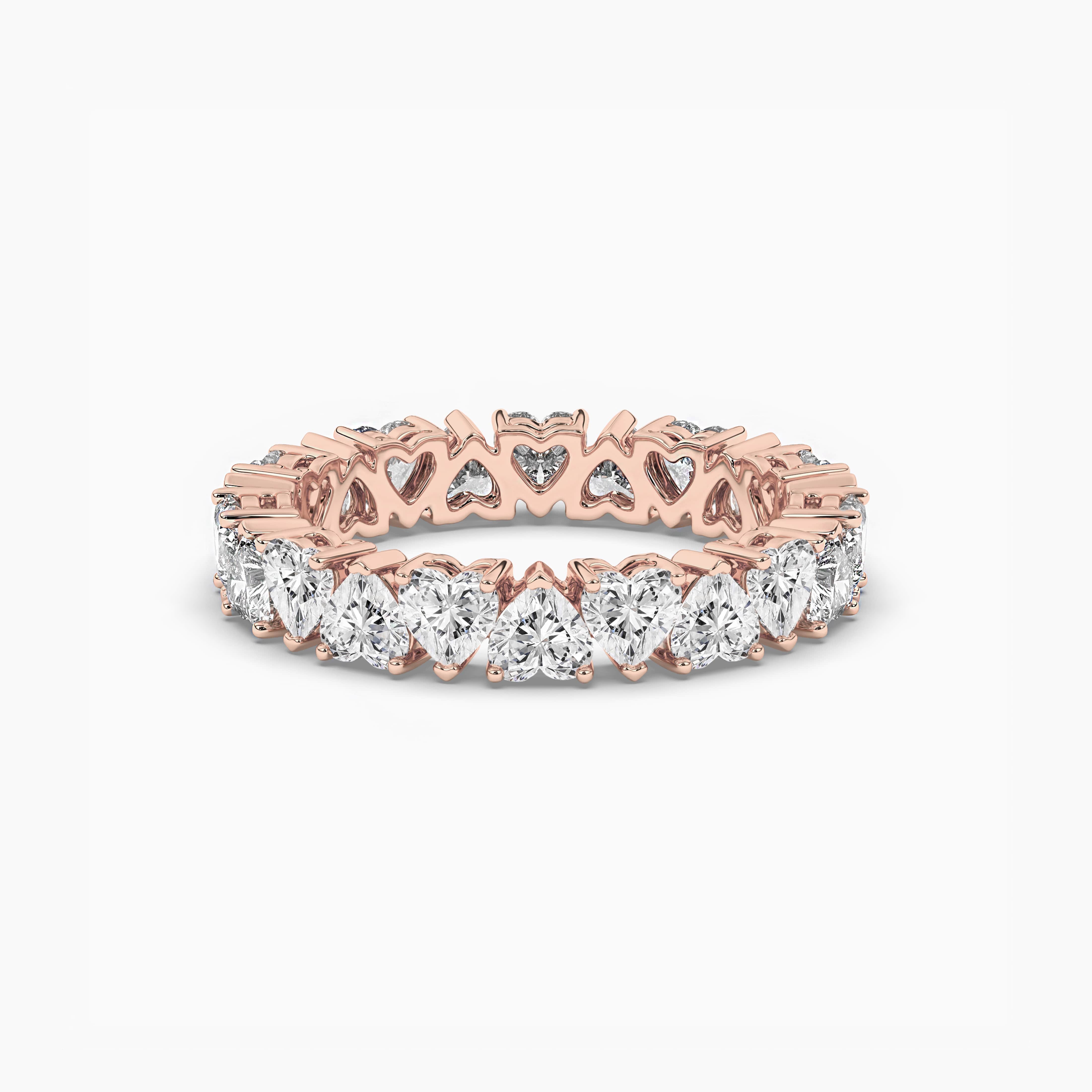 Heart Cut Eternity Wedding Band In Rose Gold For Woman