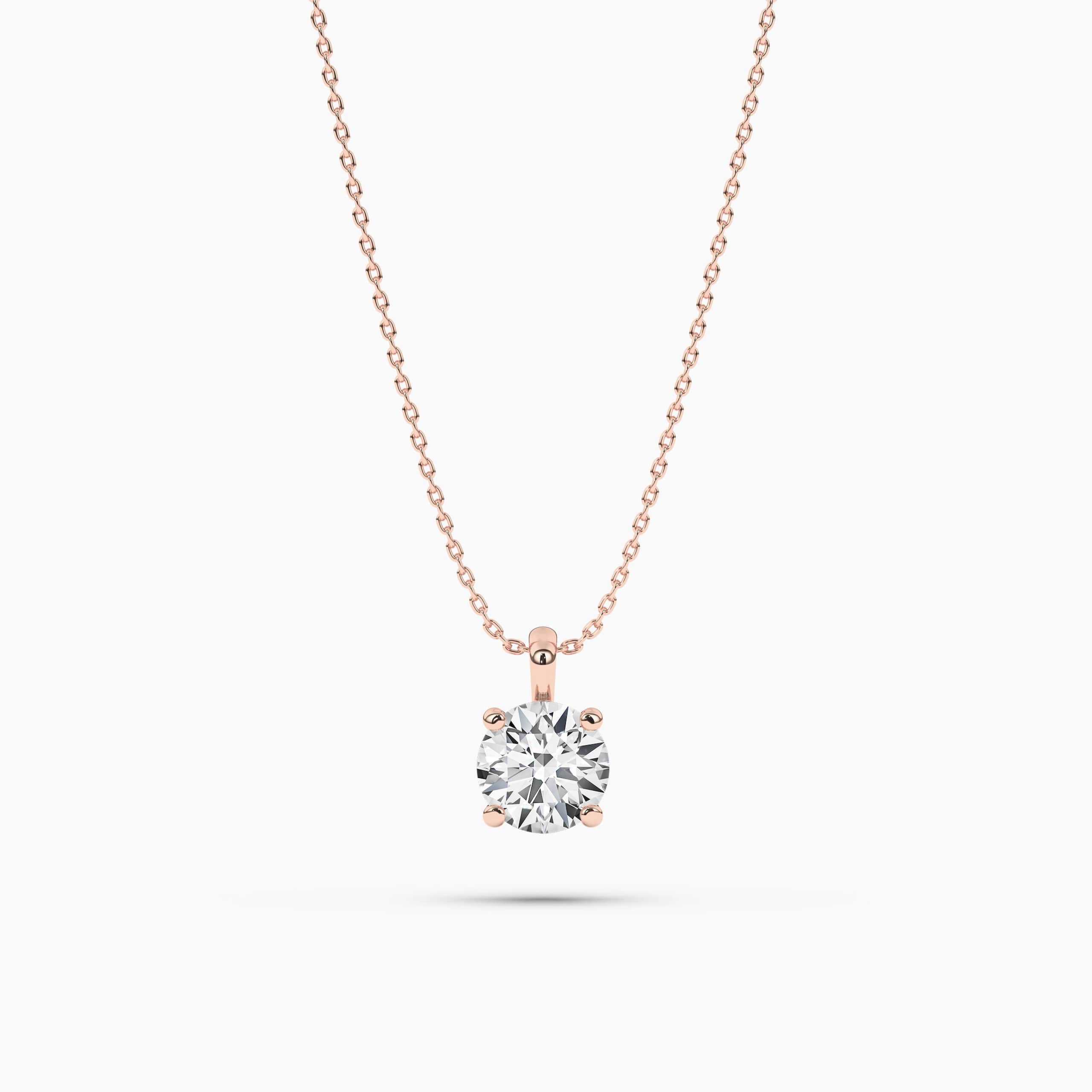 Round Cut Diamond Cluster Pendant Necklace in Rose Gold