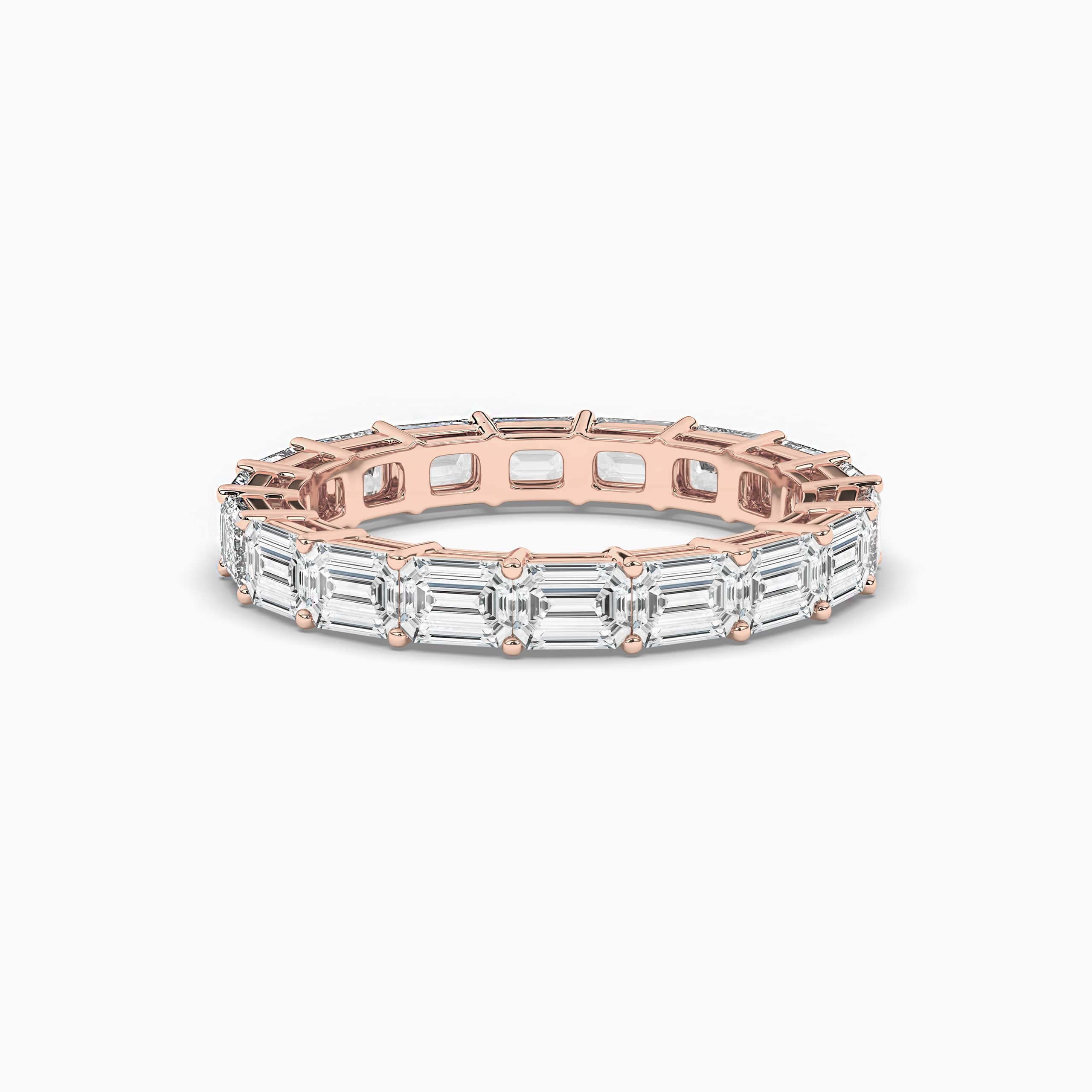 Emerald Cut Diamond Eternity Ring n Rose Gold For Woman