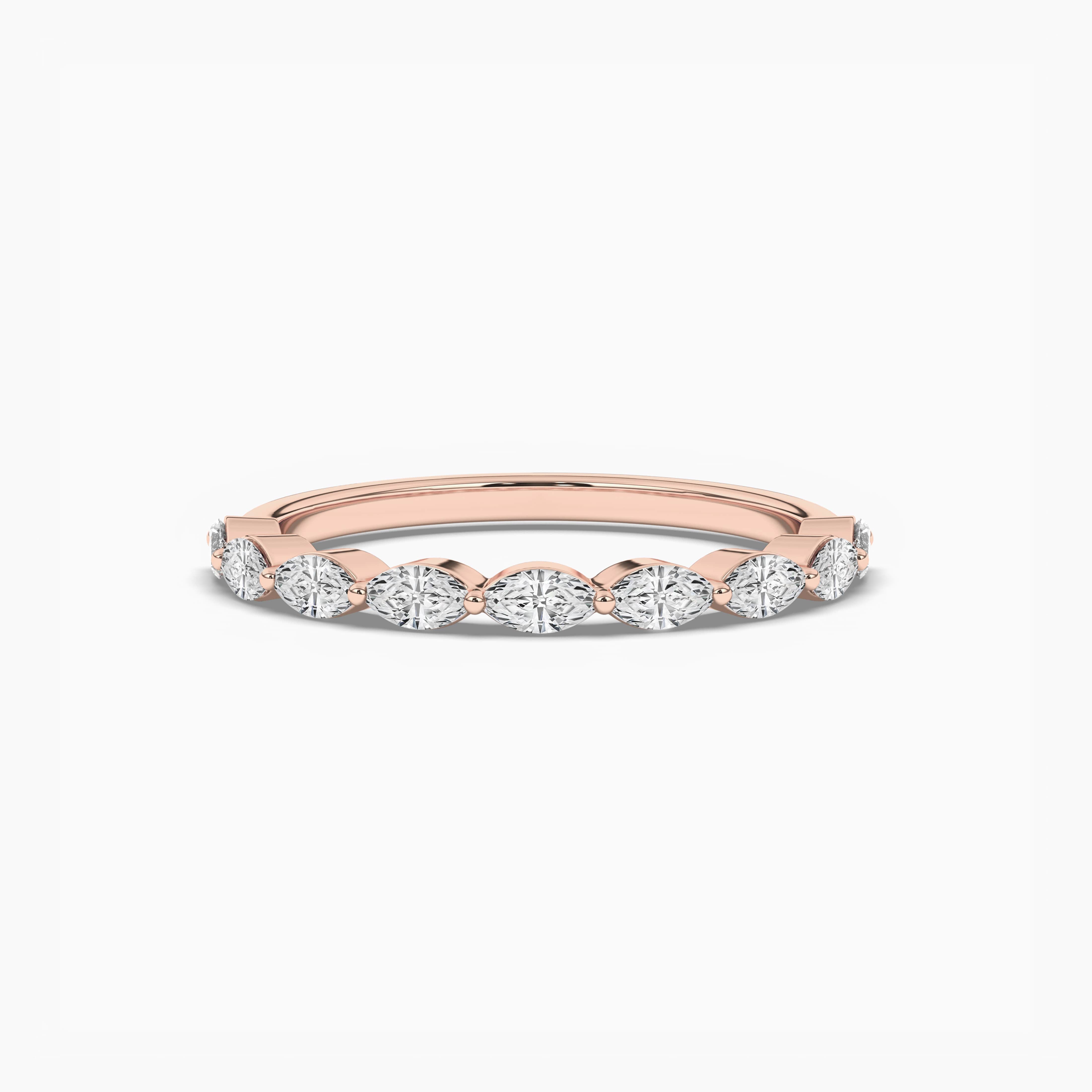 Lab-grown Marquise Diamond Eternity Band Rose Gold