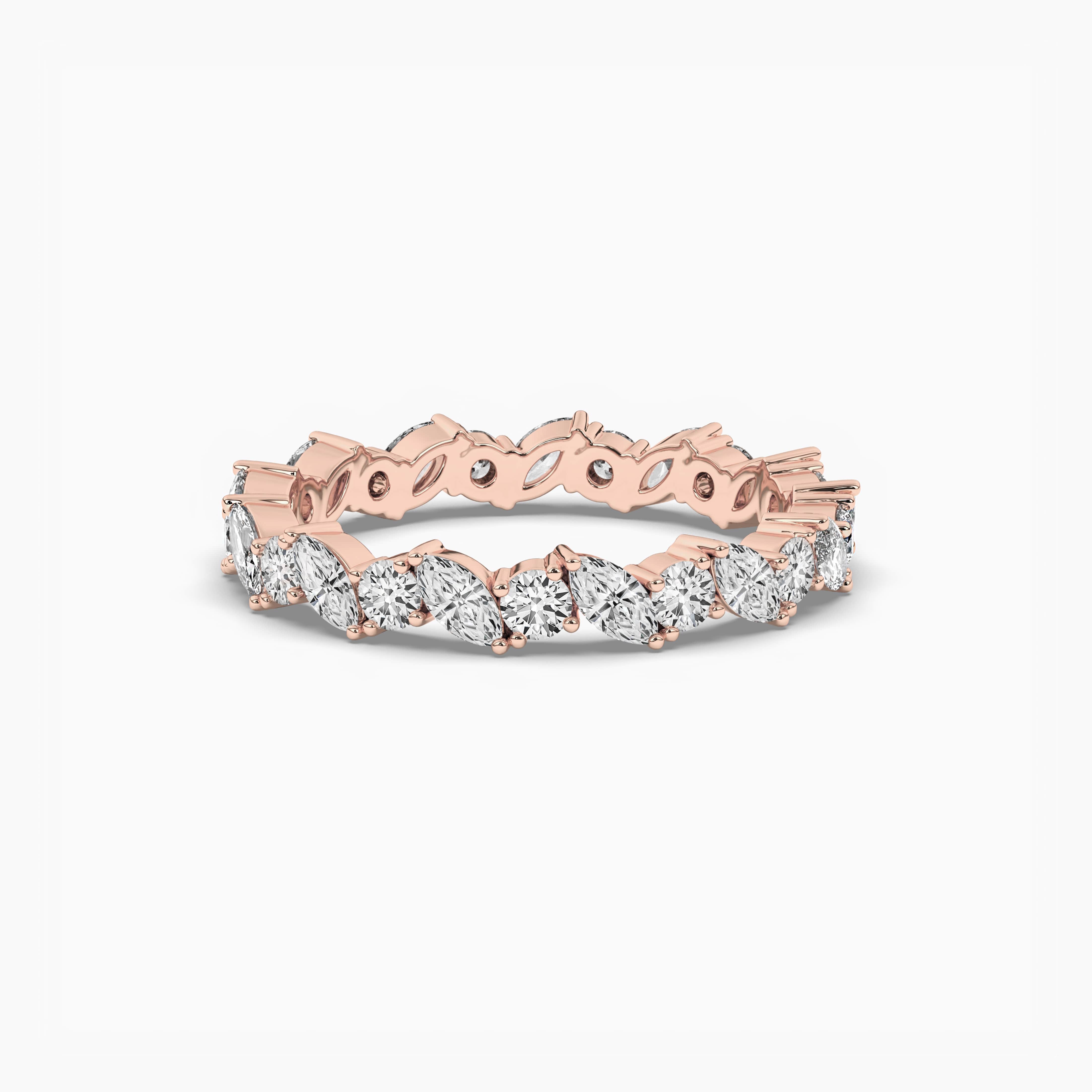 Marquise And Round Cut Multi Stone Eternity Wedding Band For Woman In Rose Gold
