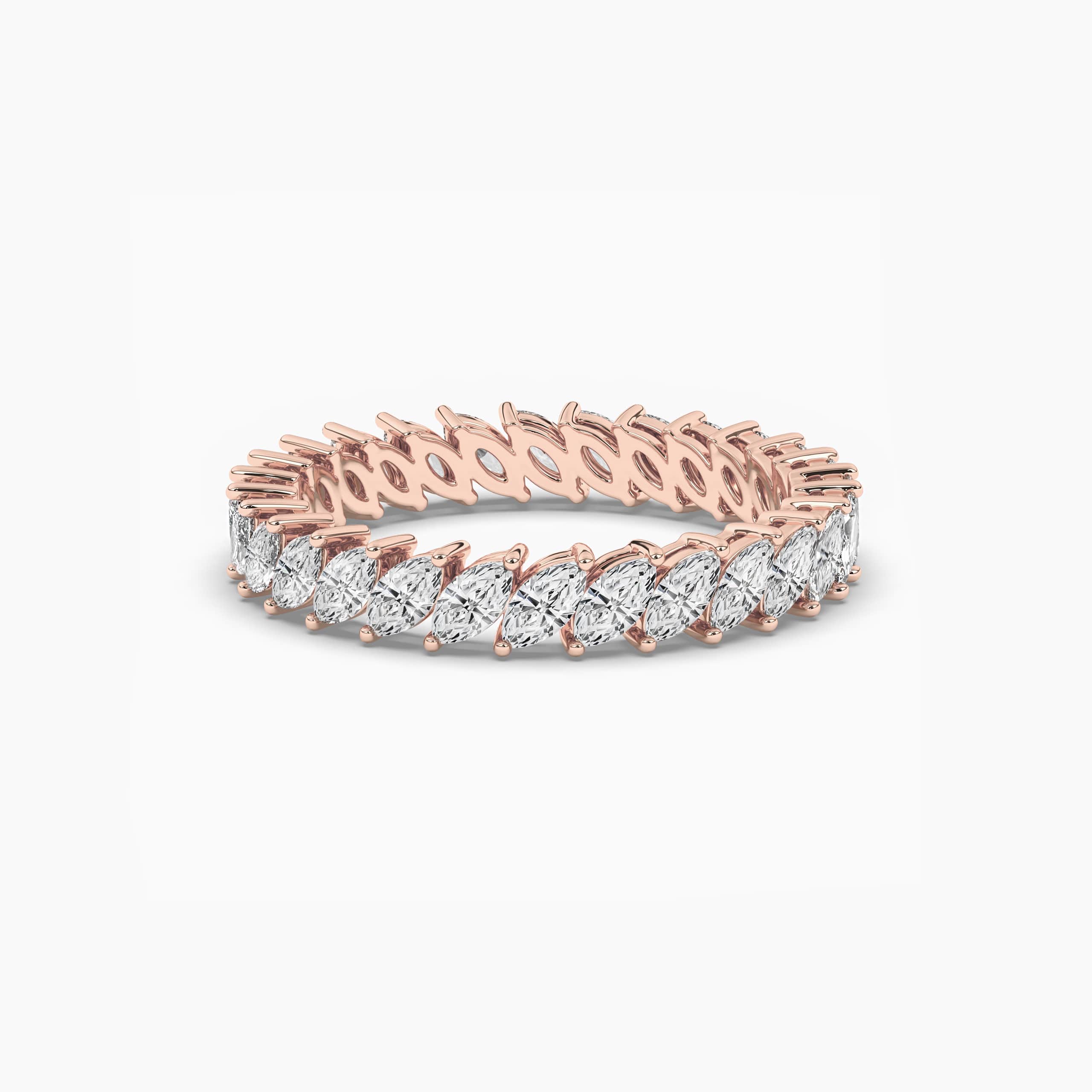 Marquise Prong Diamond Eternity Wedding Band Ring In Rose Gold For Woman