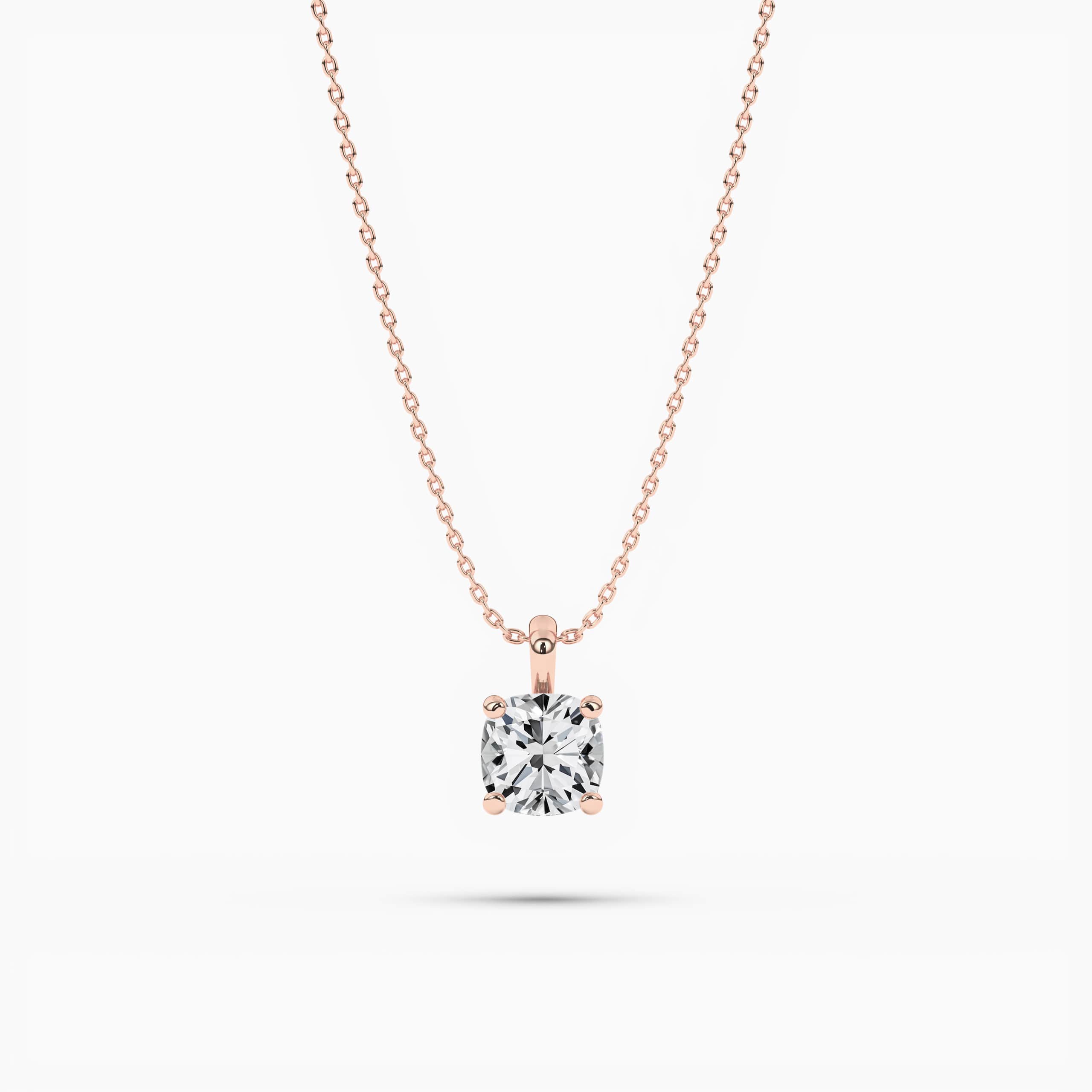 Cushion Diamond Necklace Rose Gold