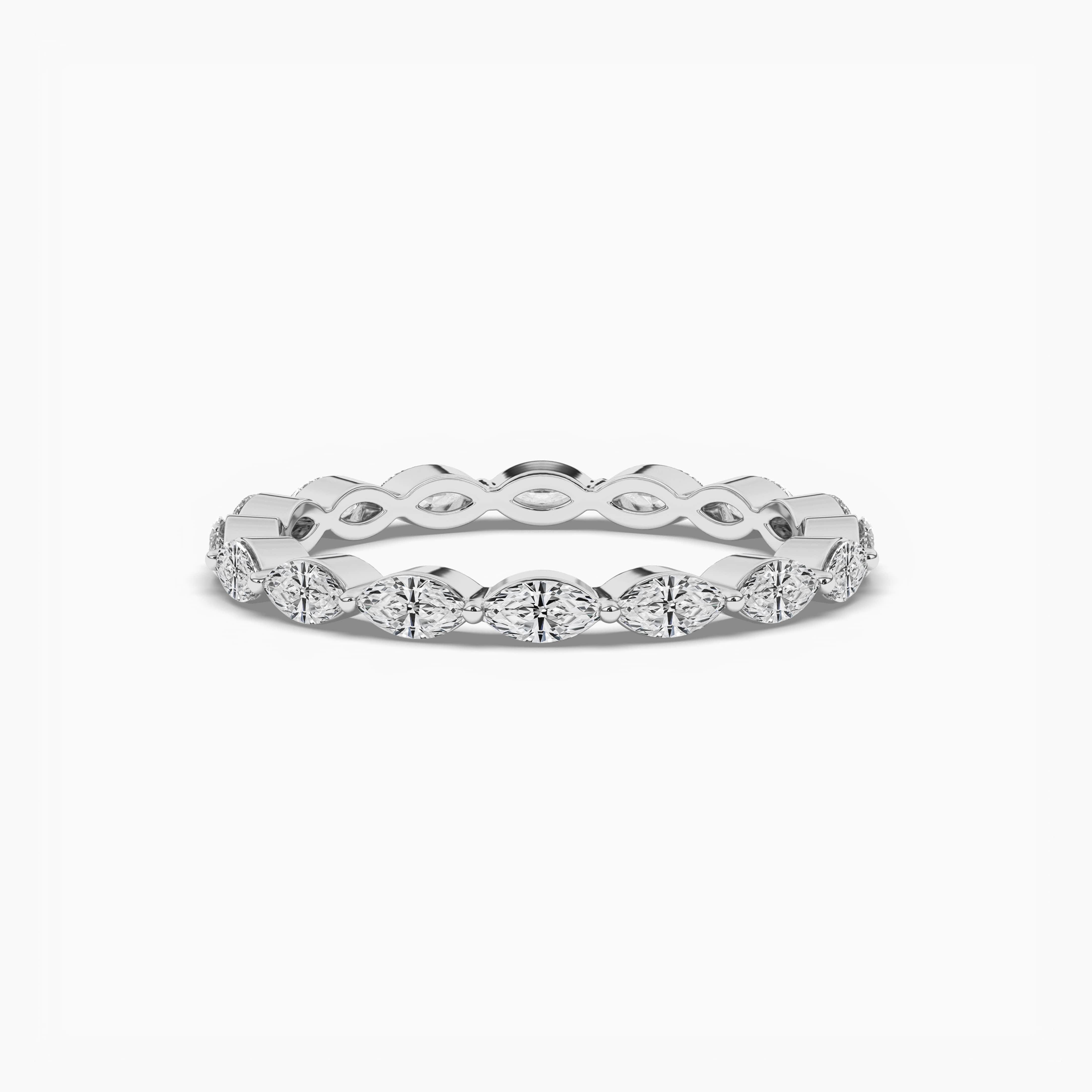Marquise Cut East West Eternity Wedding Band In White Gold For Woman
