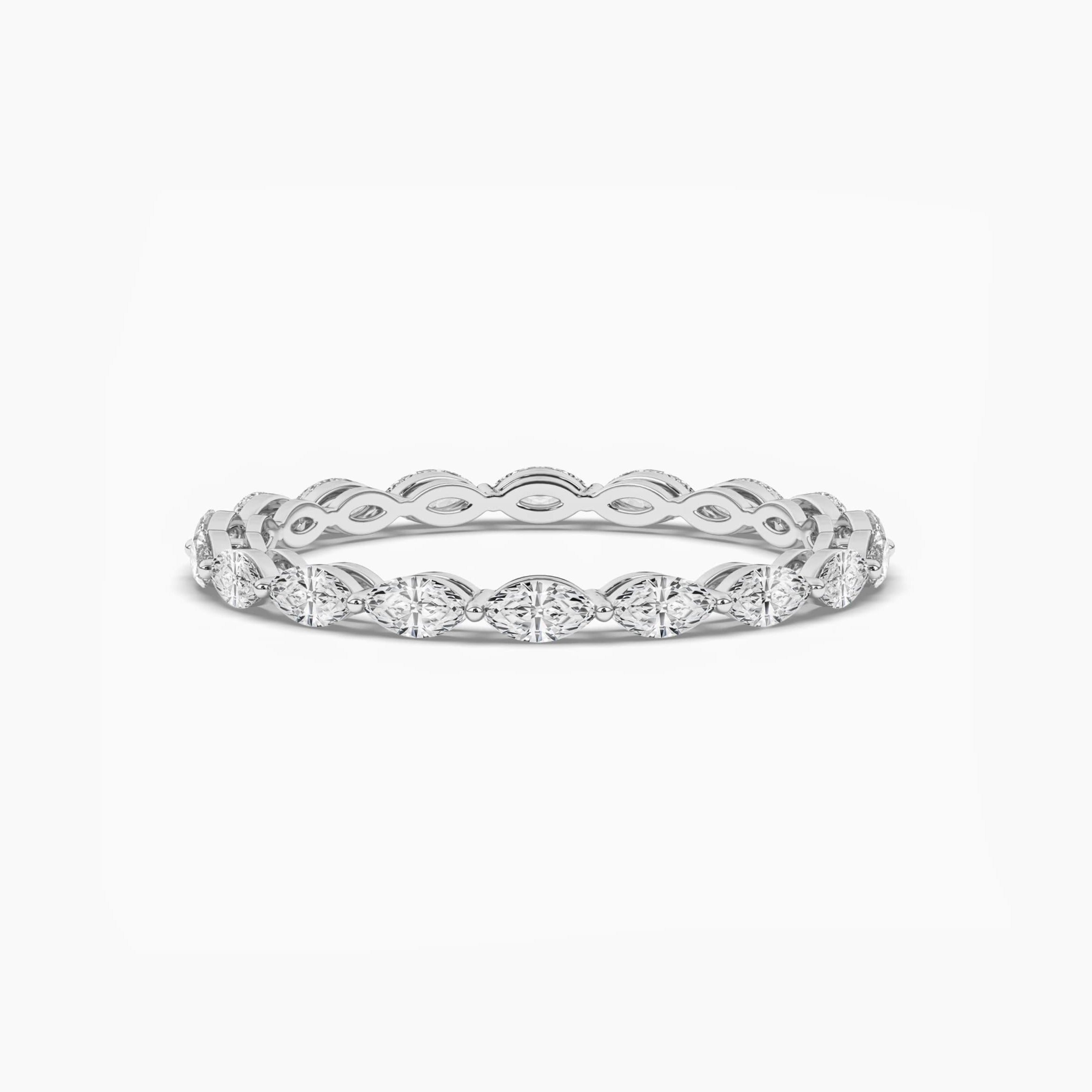 Marquise Moissanite Diamond Full Eternity Band In White Gold