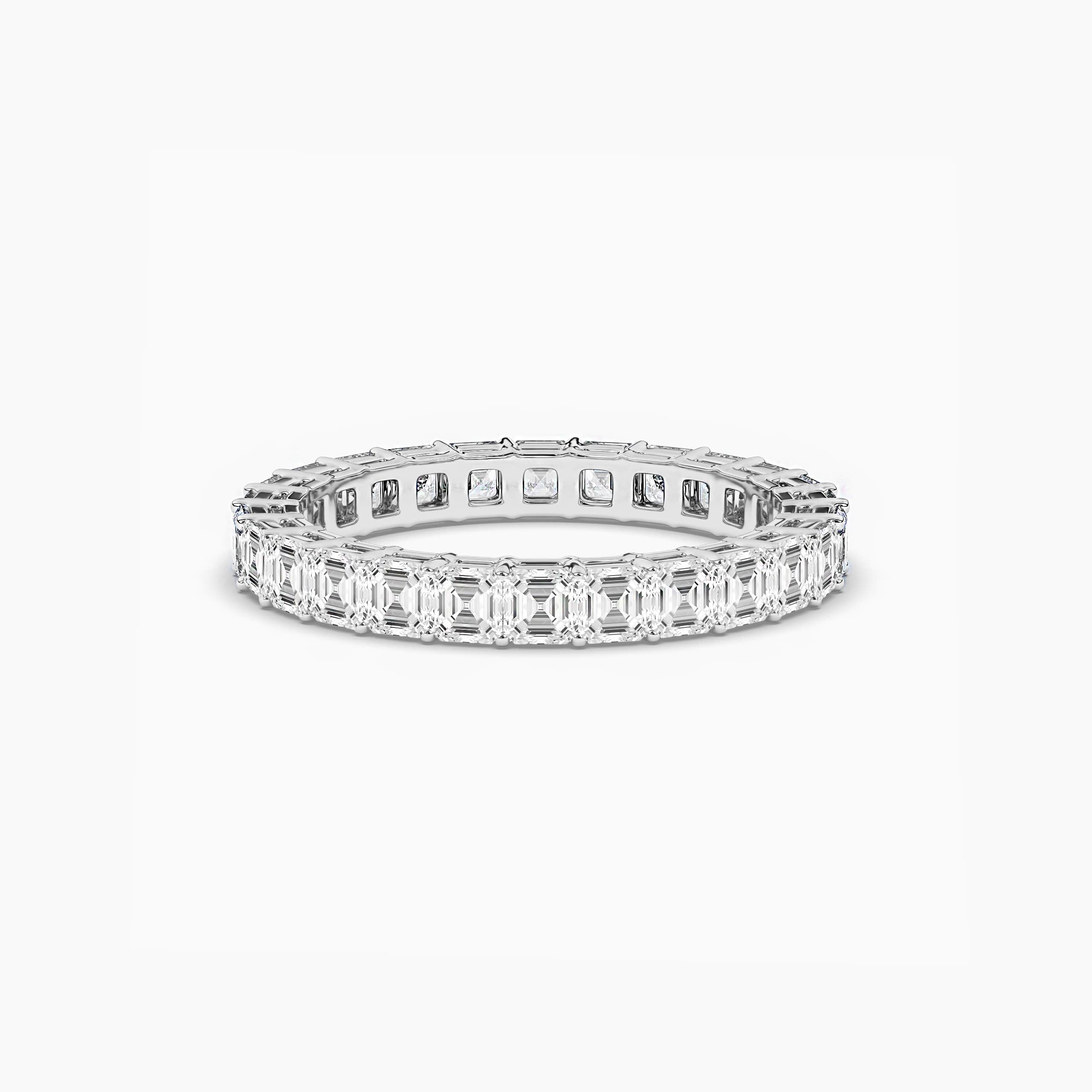 ASSCHER CUT ETERNITY BAND WITH FANCY WHITE DIAMONDS