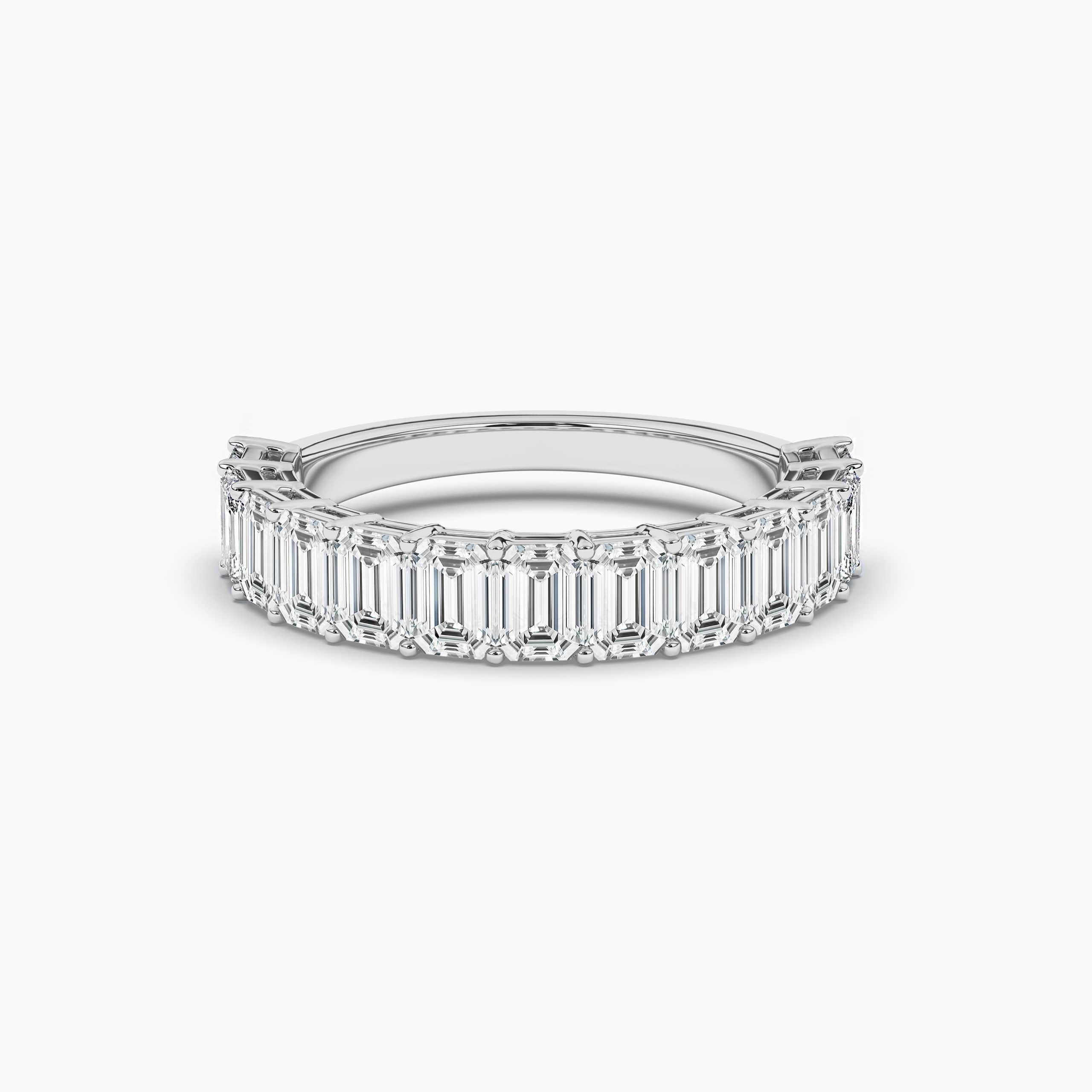 EMERALD CUT DIAMOND WEDDING RING HALF ETERNITY RING WHITE GOLD