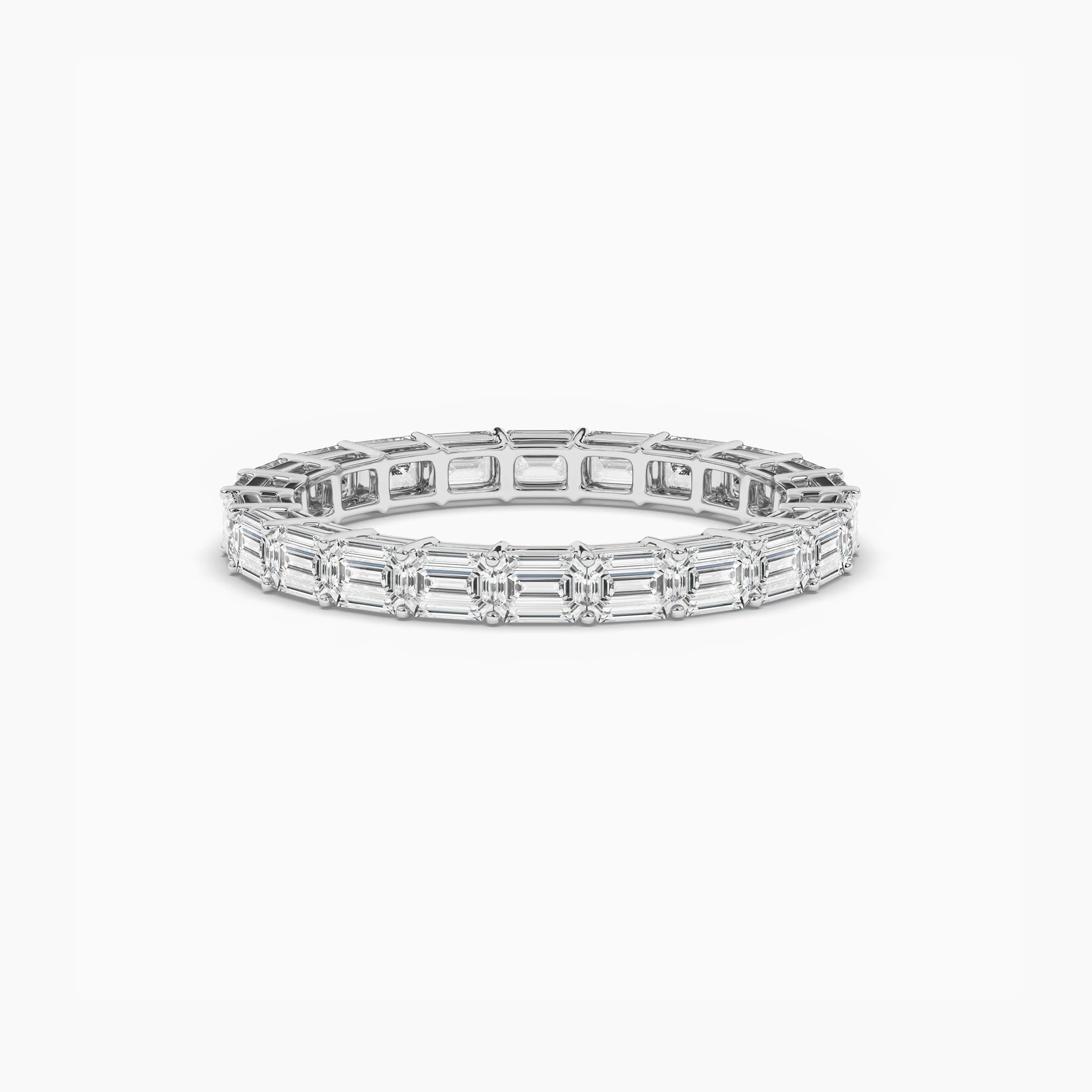 East West Emerald Cut Eternity Ring In White Gold For Woman