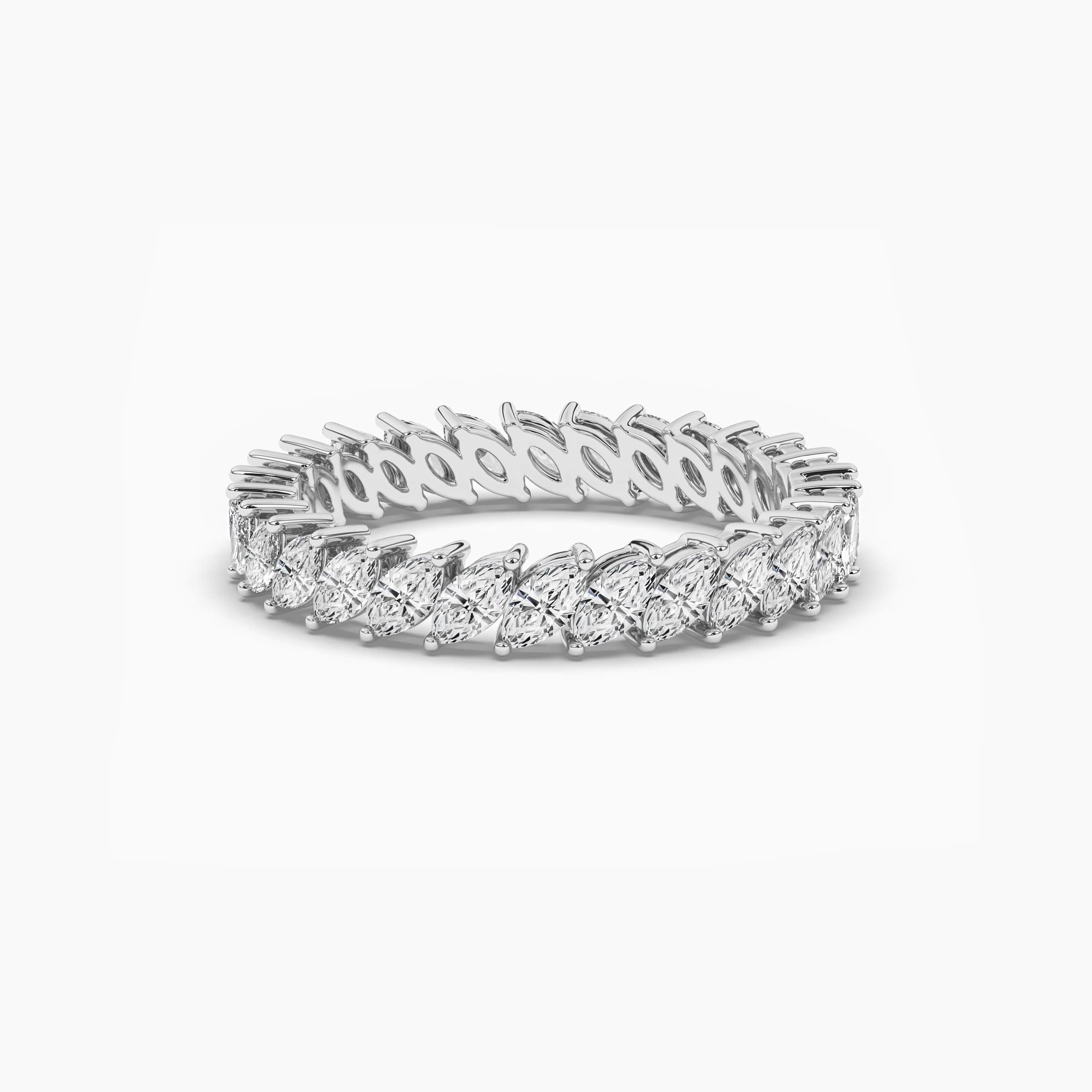 White Gold Marquise Cut Moissanite Diamond Eternity Wedding Band