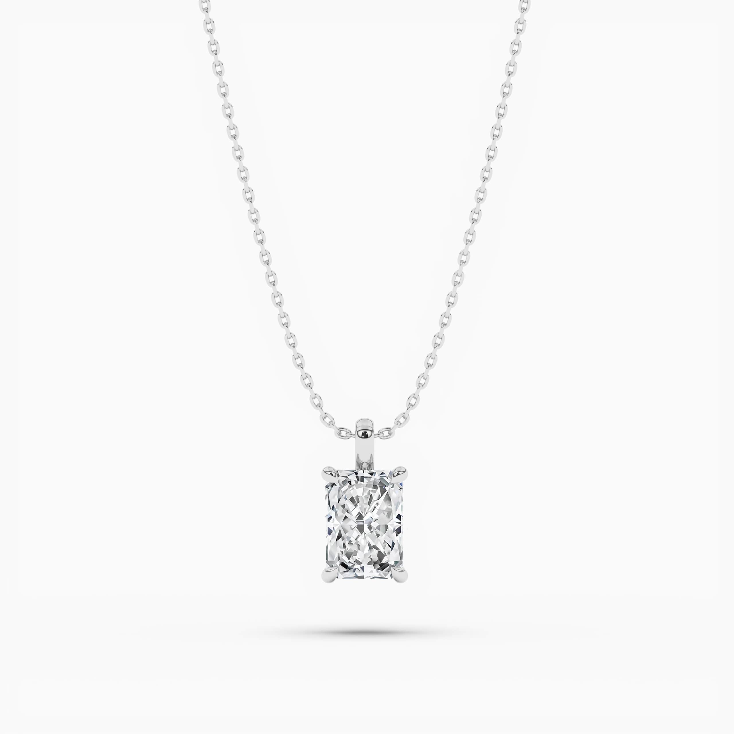  SOLITAIRE RADIANT WHITE GOLD DIAMOND NECKLACE