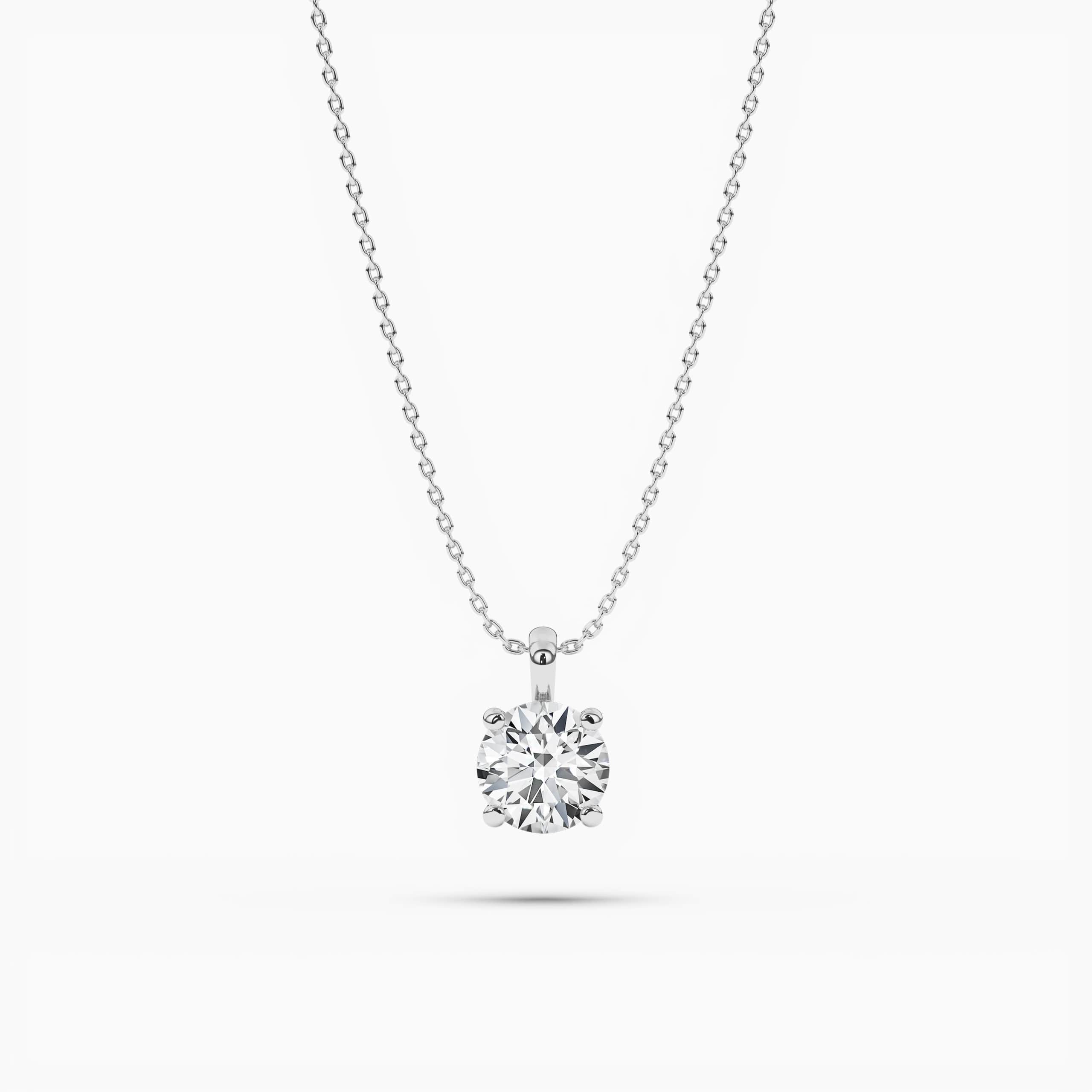 Round Cut Lab Created Moissanite Diamond Solitaire Pendant Necklace In White Gold
