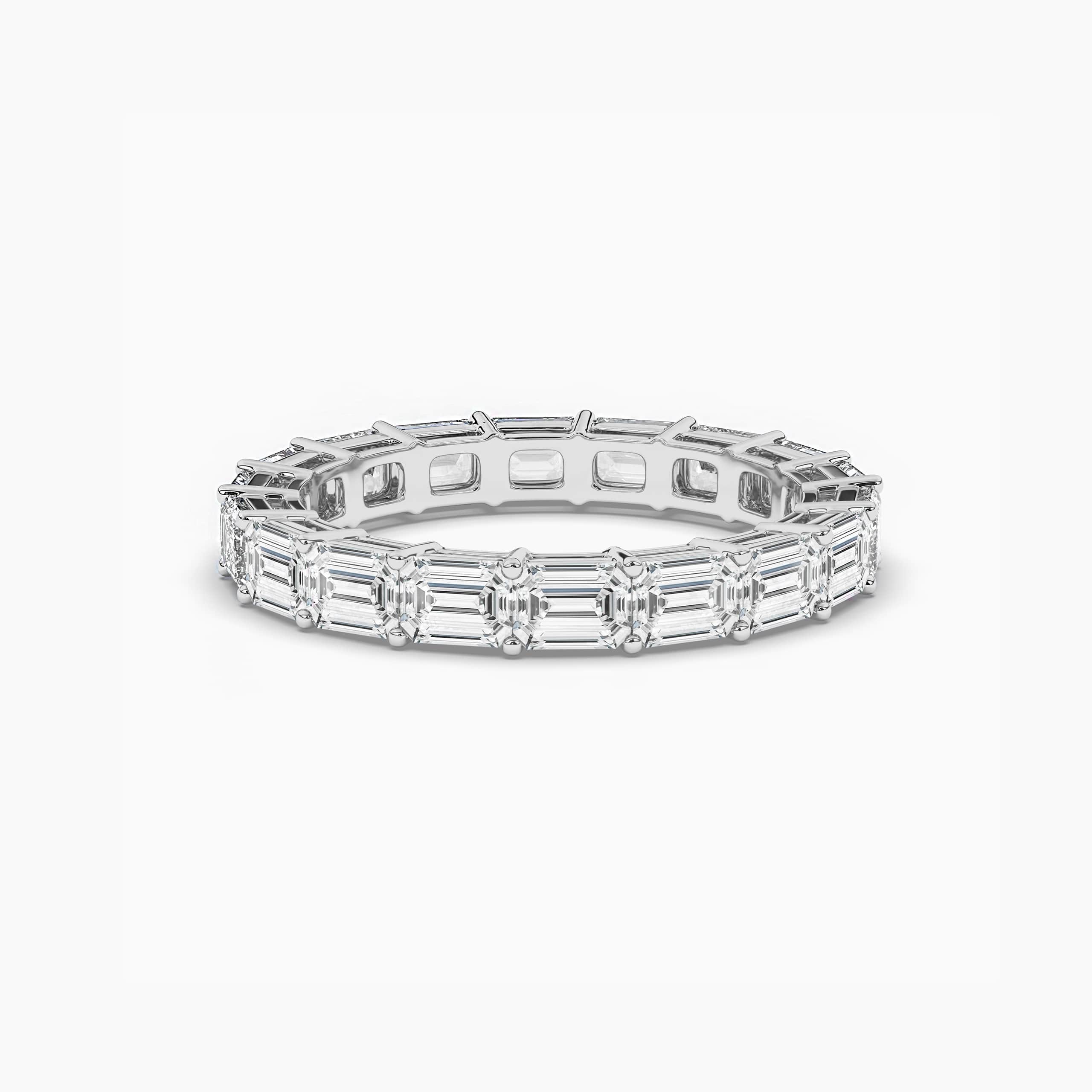 East To West Emerald Cut Diamond Eternity Ring In White Gold