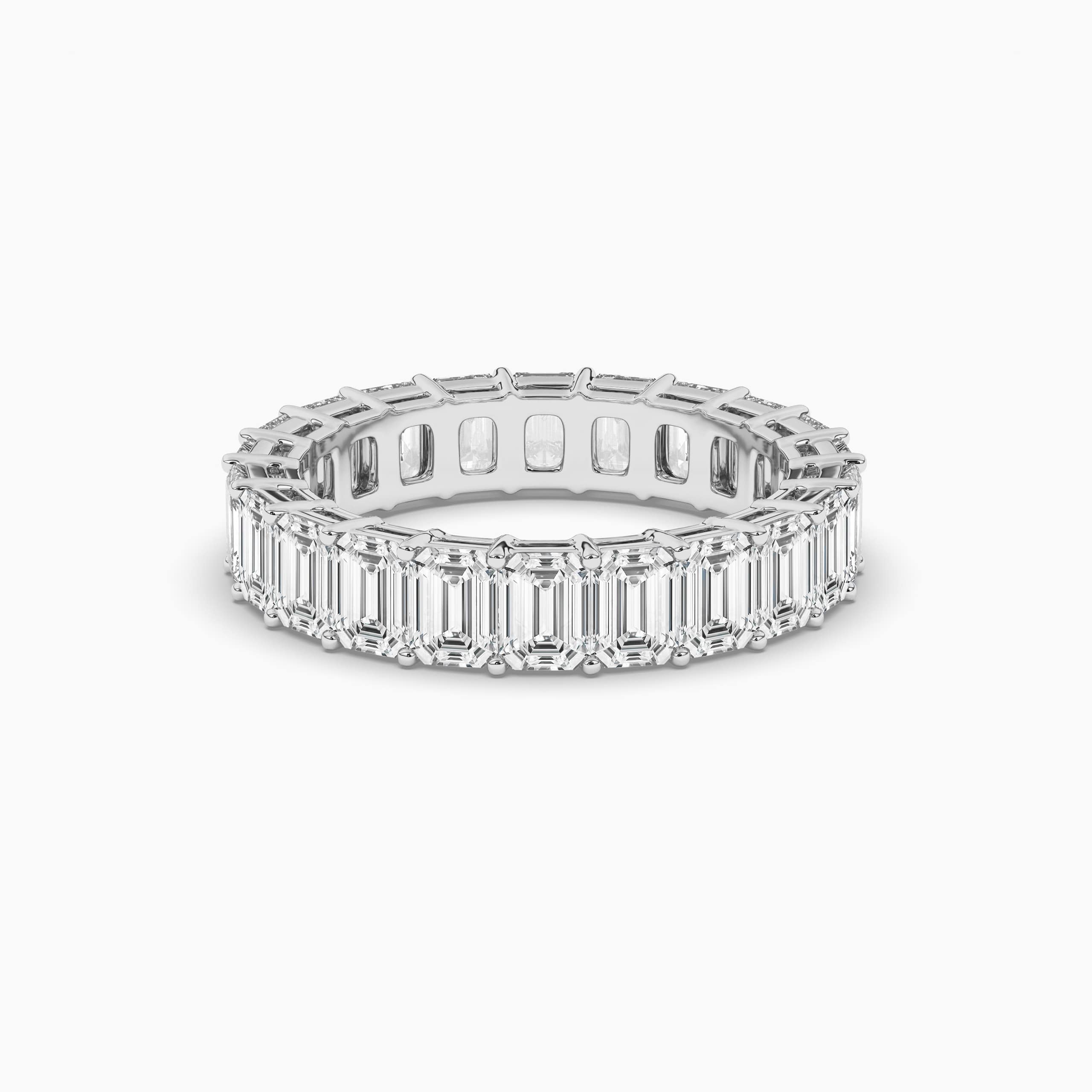 Eternity Ring with Emerald Cut Diamonds in White Gold