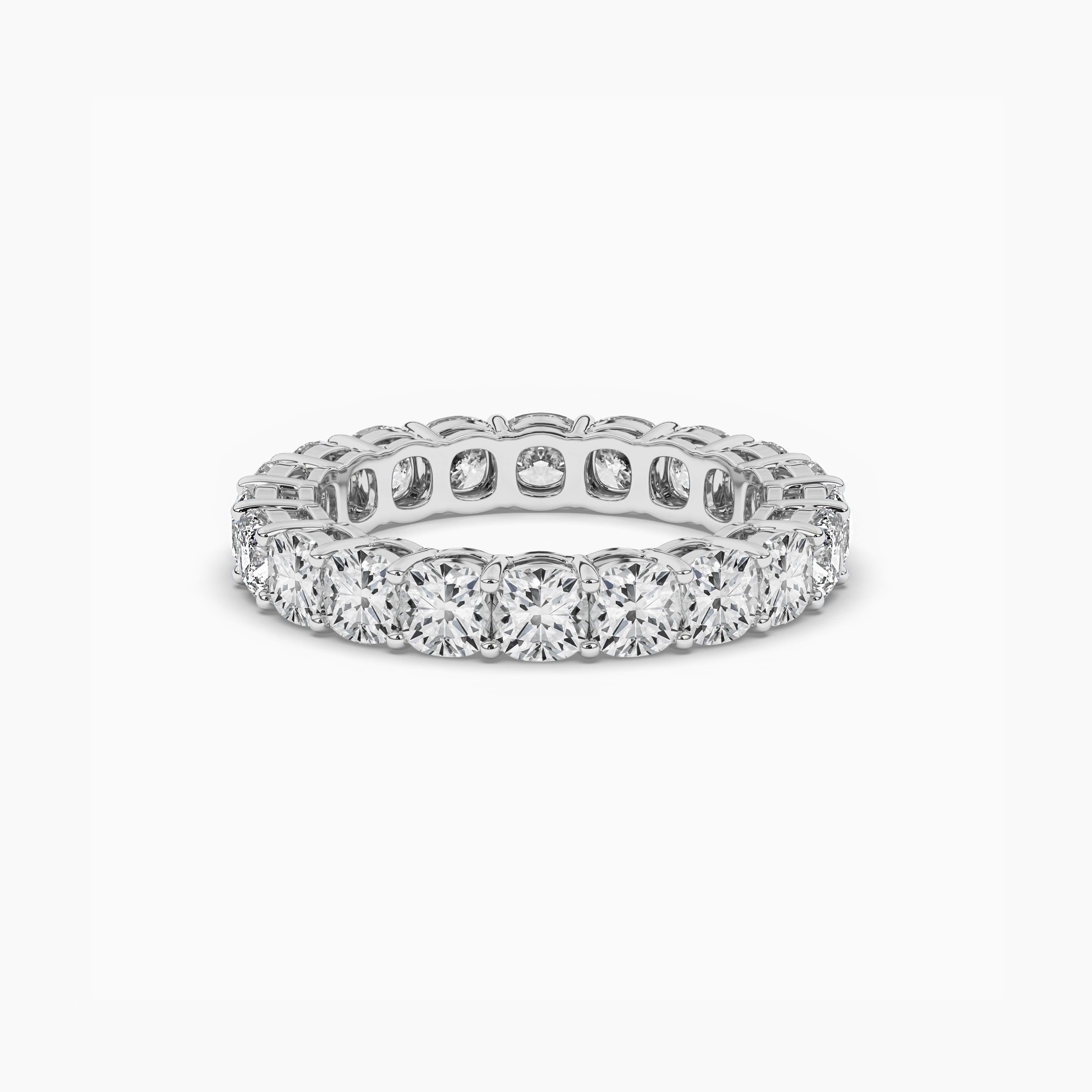 Cushion Cut Eternity Engagement Ring In White Gold