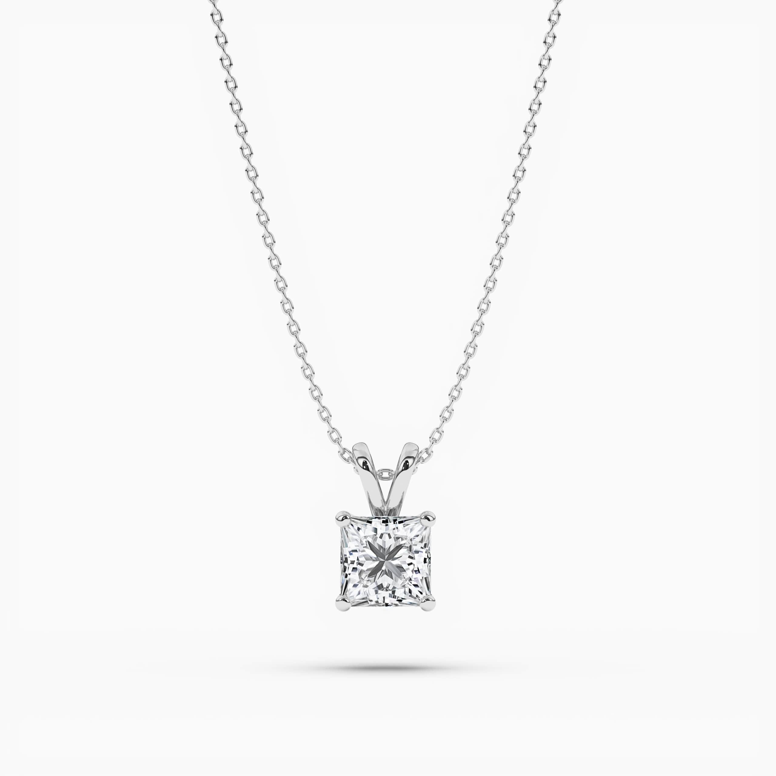 Princess Cut Diamond Solitaire Pendant in white  gold