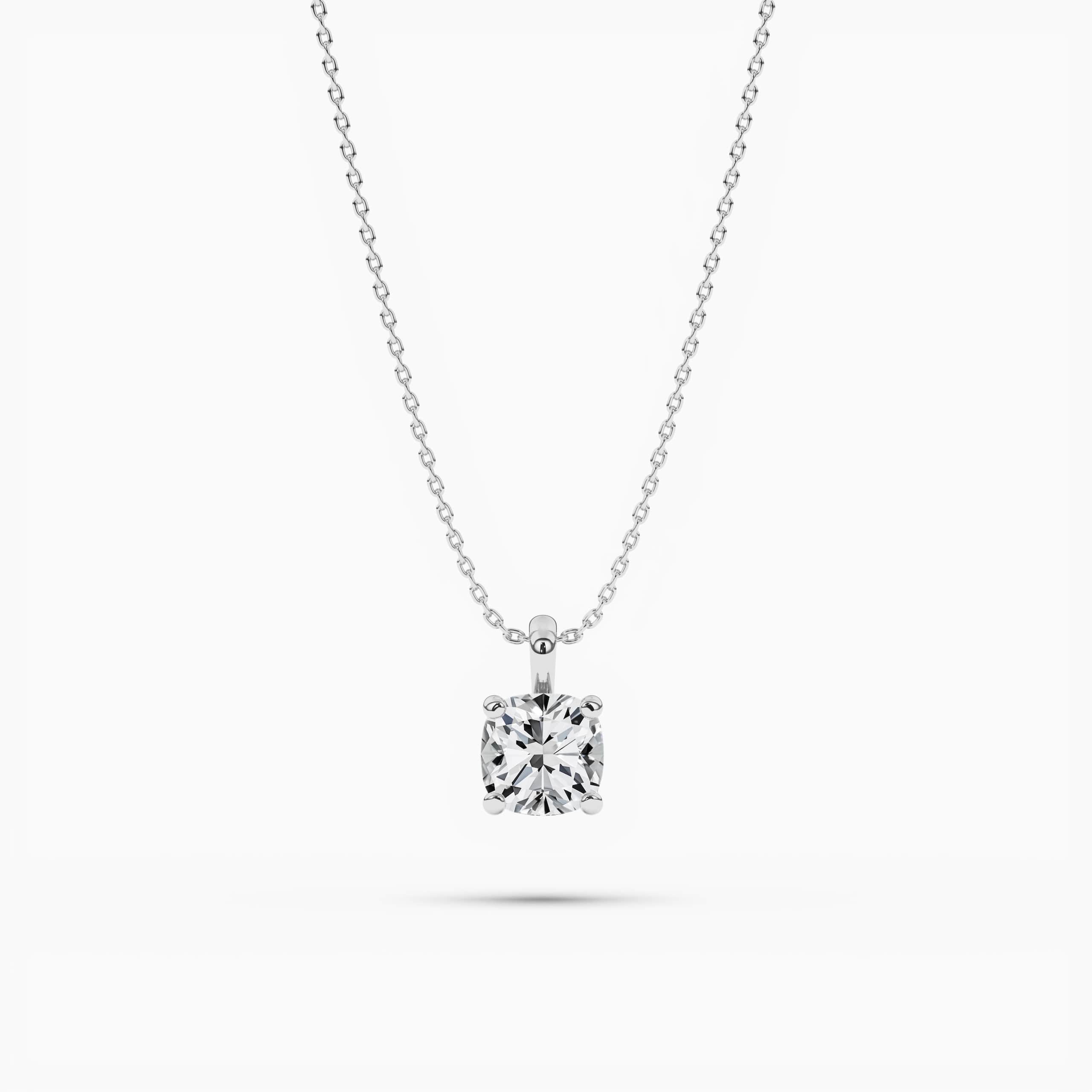 Cushion Cut Diamond Pendant Necklace White Gold