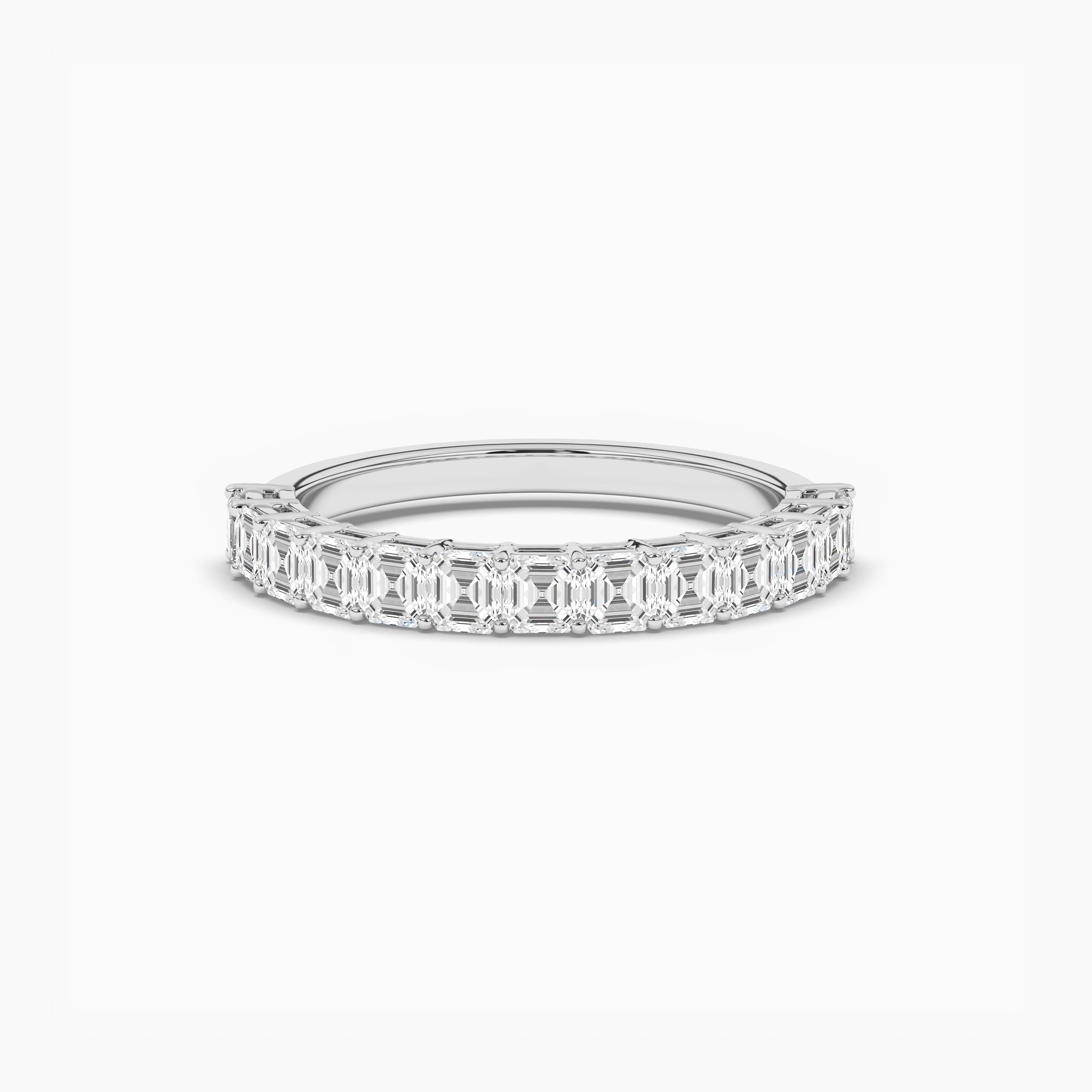 Asscher Diamond Half Eternity Ring In White Gold