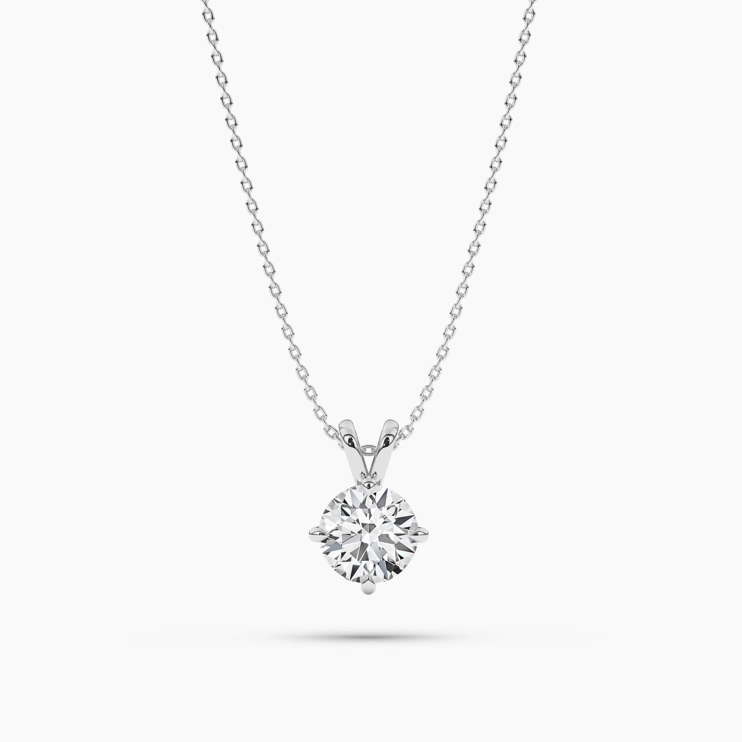 4-Prong Solitaire Diamond Necklace – White Gold