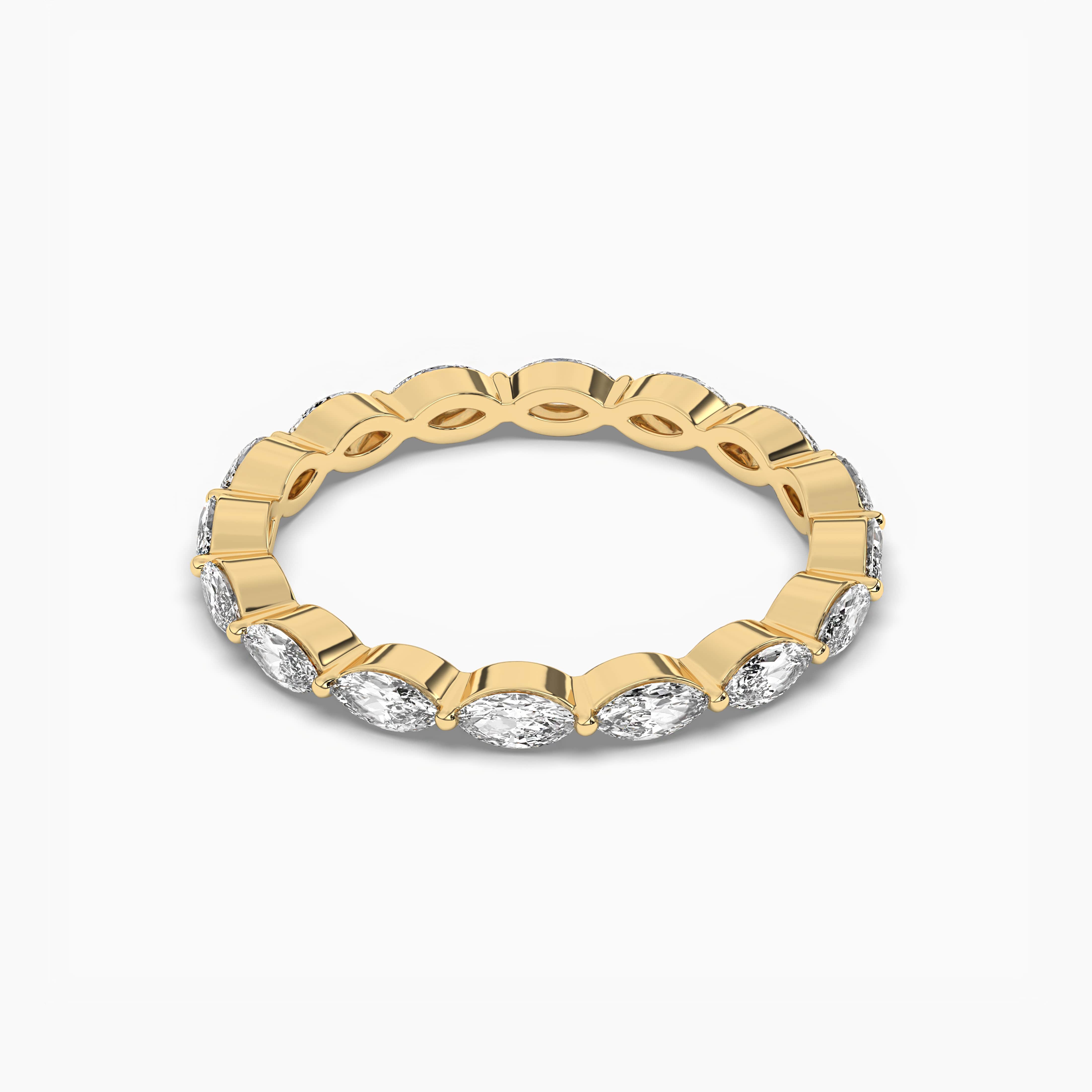 Yellow Gold East West Marquise Diamond Eternity Wedding Band