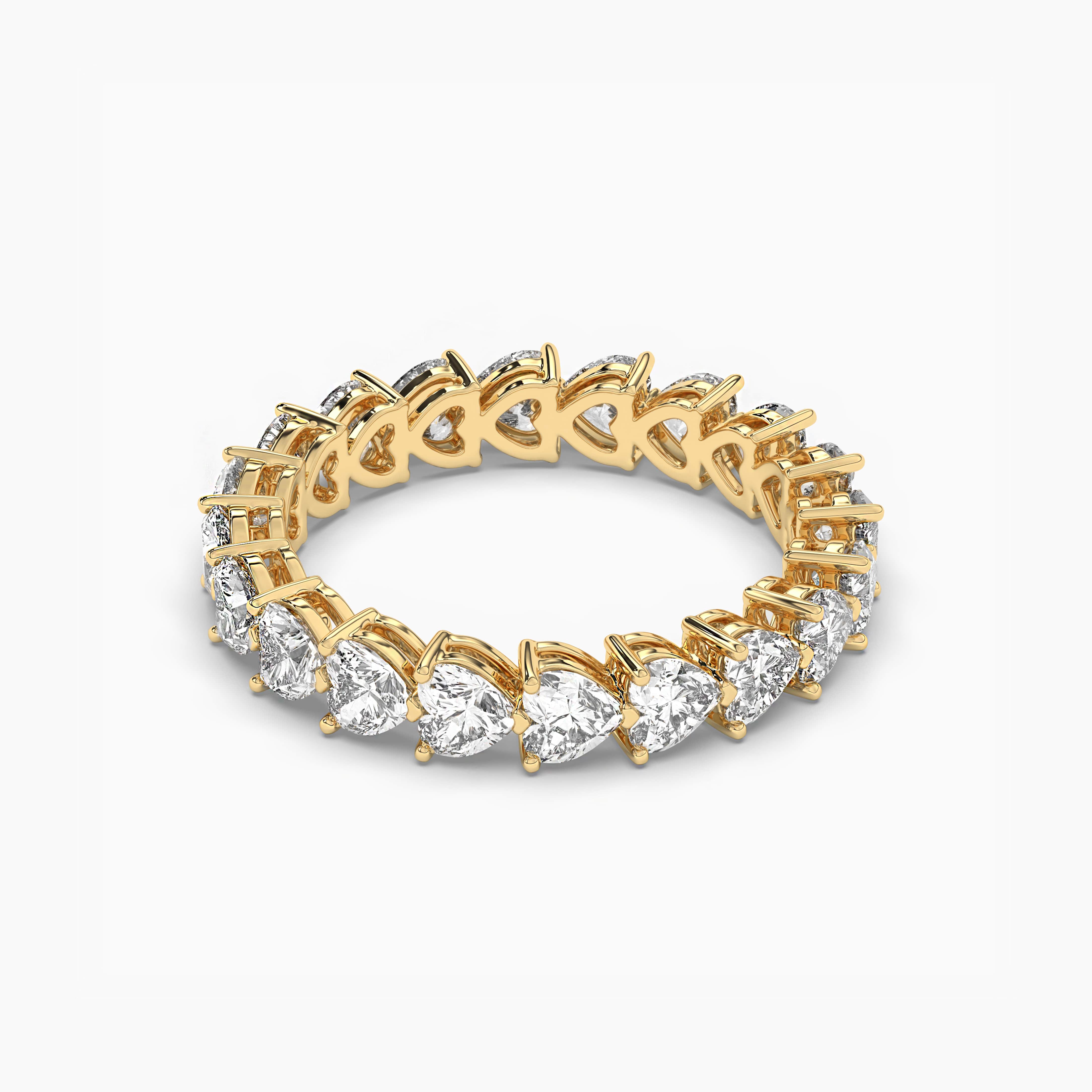 Heart Shaped Lab Diamond Eternity Wedding Ring Yellow Gold