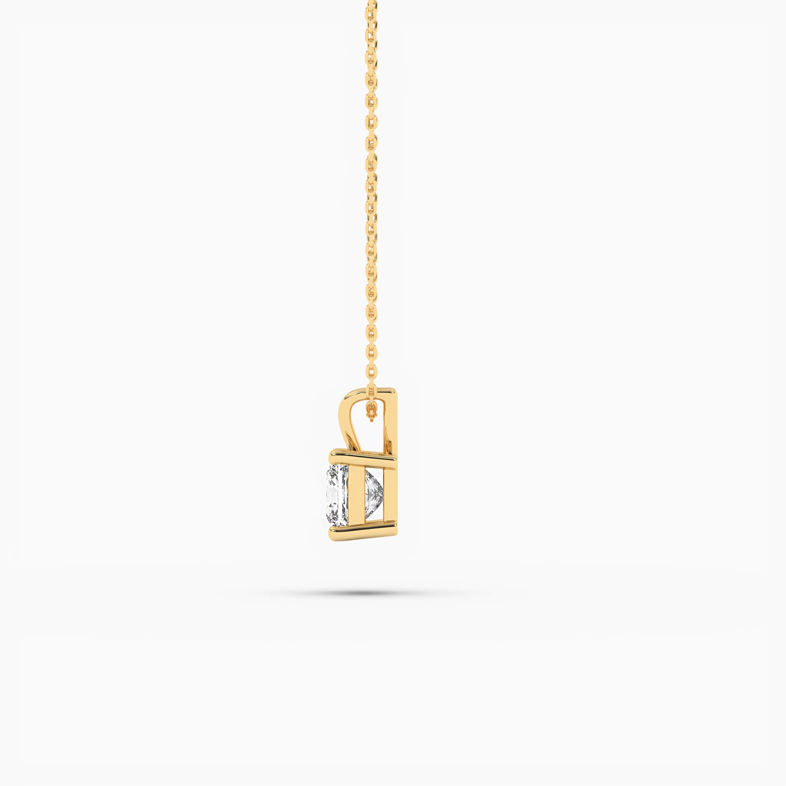 Princess Cut Solitaire Diamond Pendant In Yellow Gold