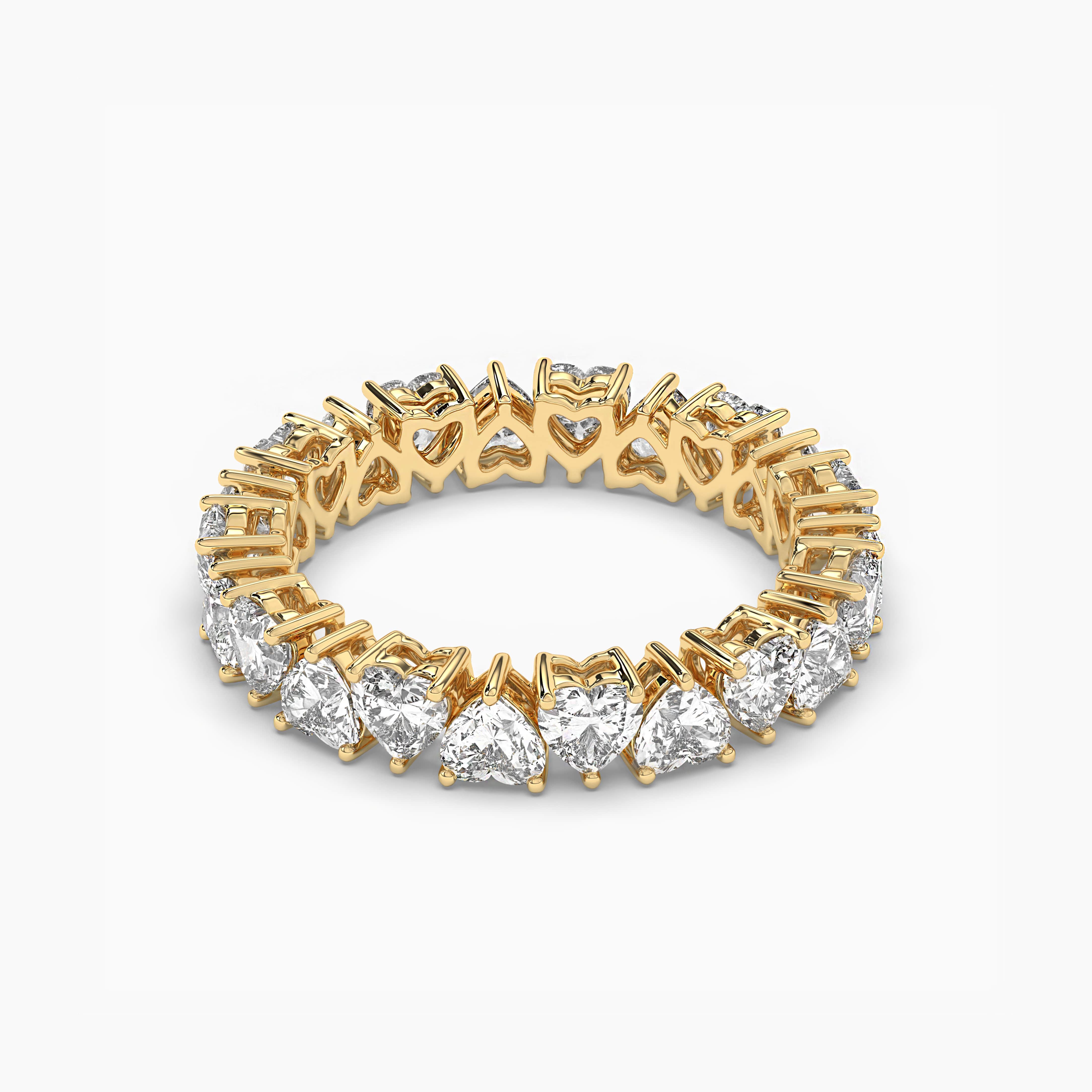 Yellow Gold Full Eternity Band In Heart Cut Wedding Ring