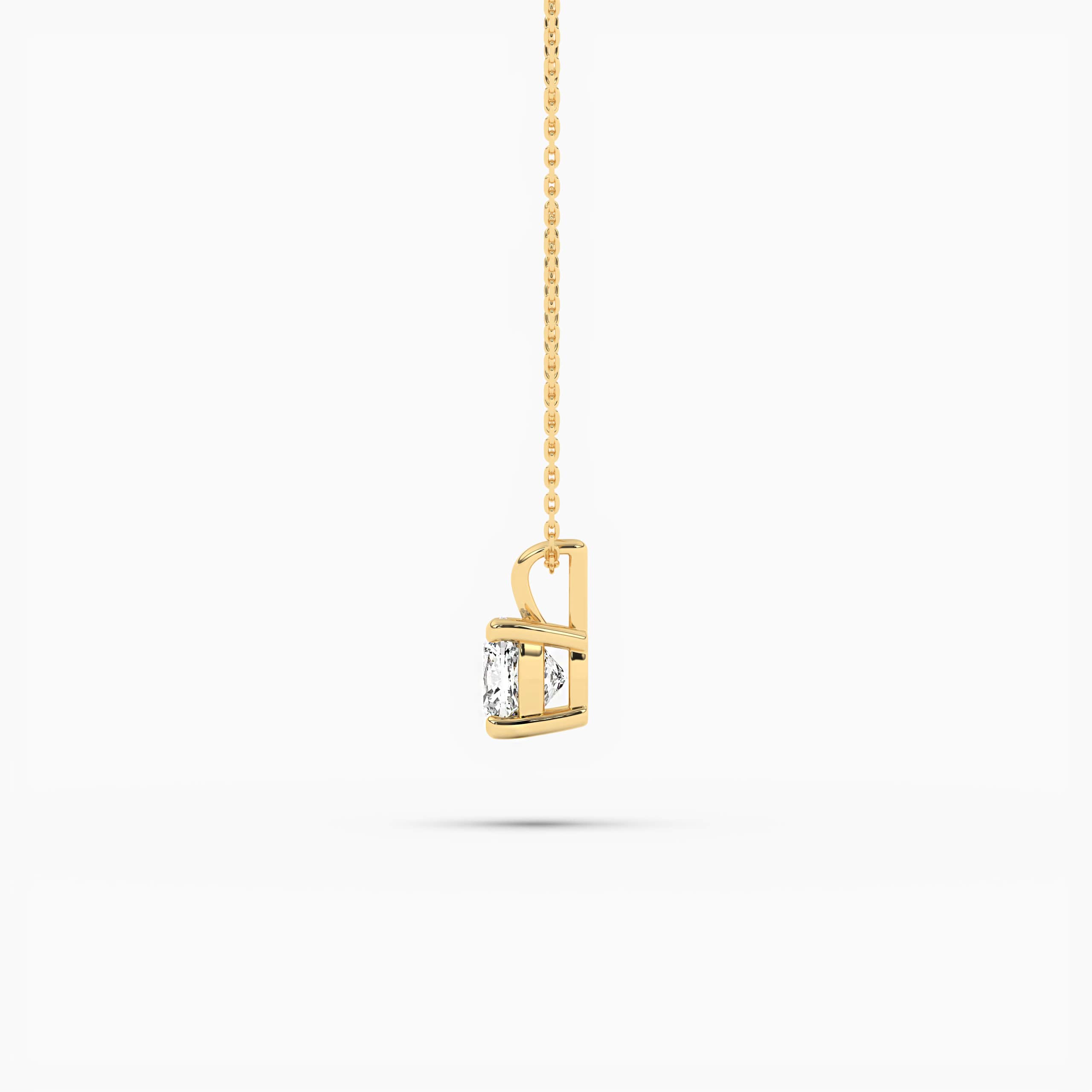 Cushion Cut Diamond Pendant Necklace Yellow Gold Chain