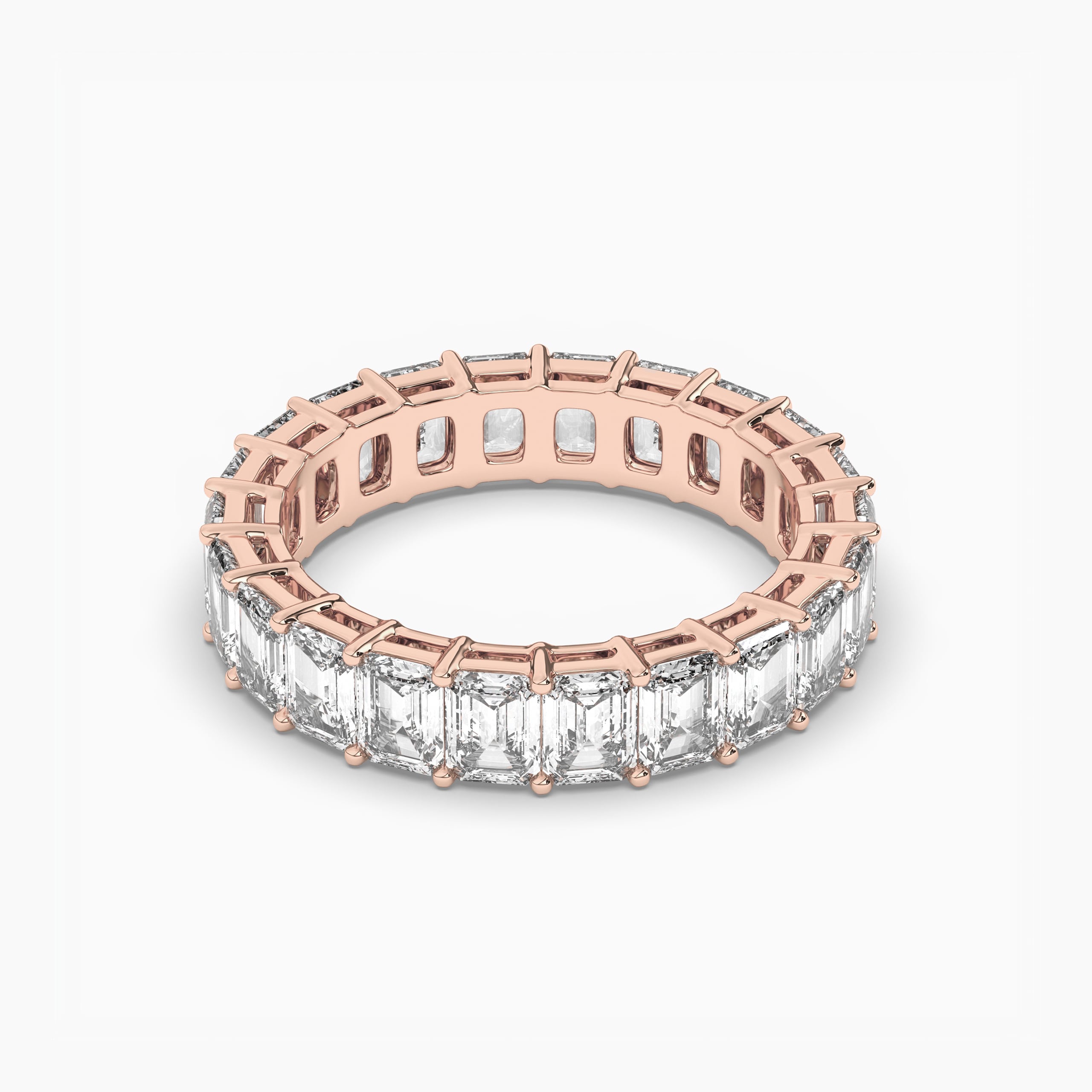 Emerald Cut Diamond Eternity Ring In Rose Gold For Woman