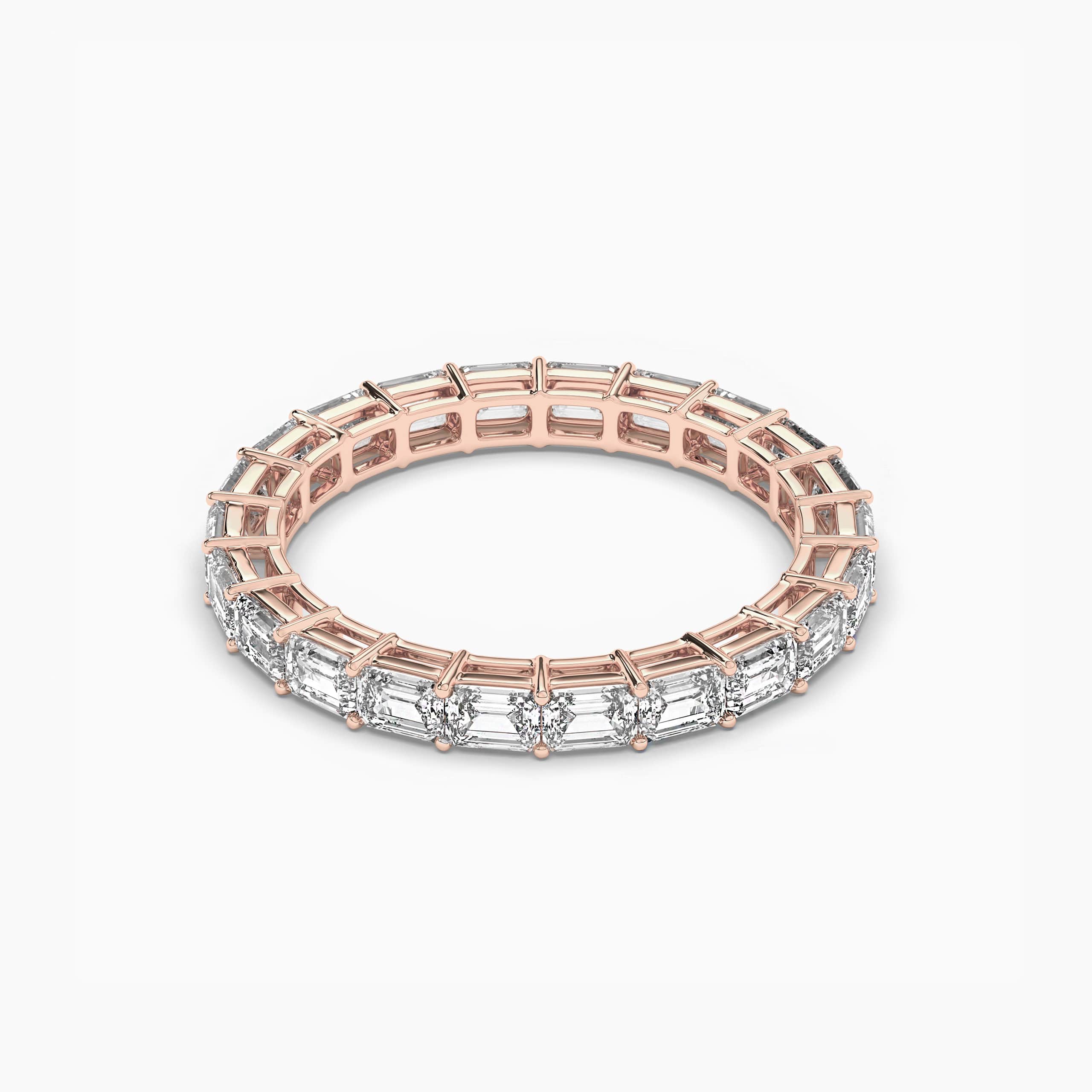 East West Emerald Cut Diamond Eternity Ring In Rose Gold