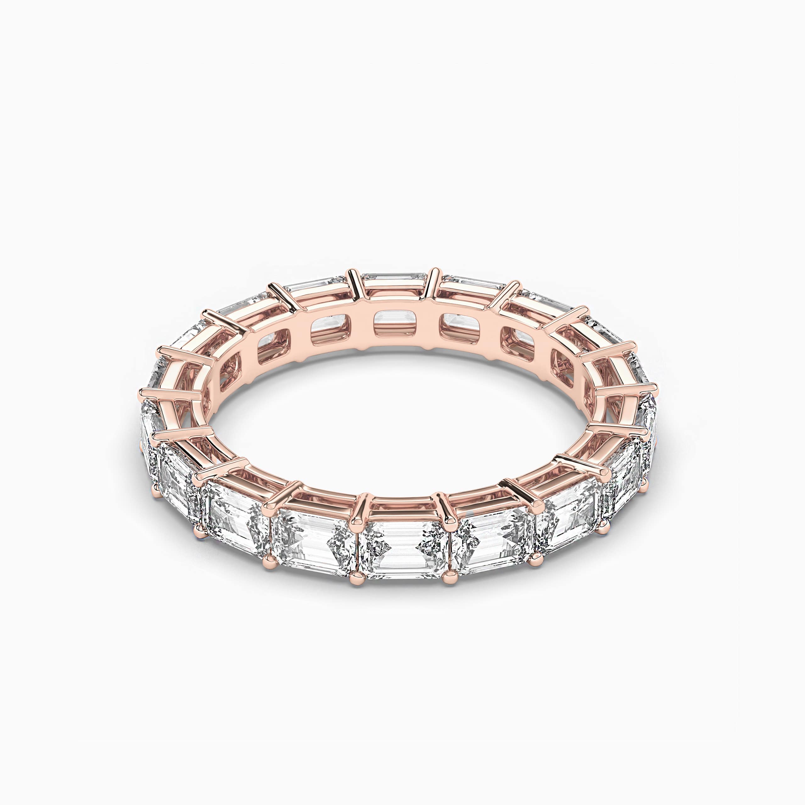 Emerald Cut East-West Diamond Eternity Ring In Rose Gold