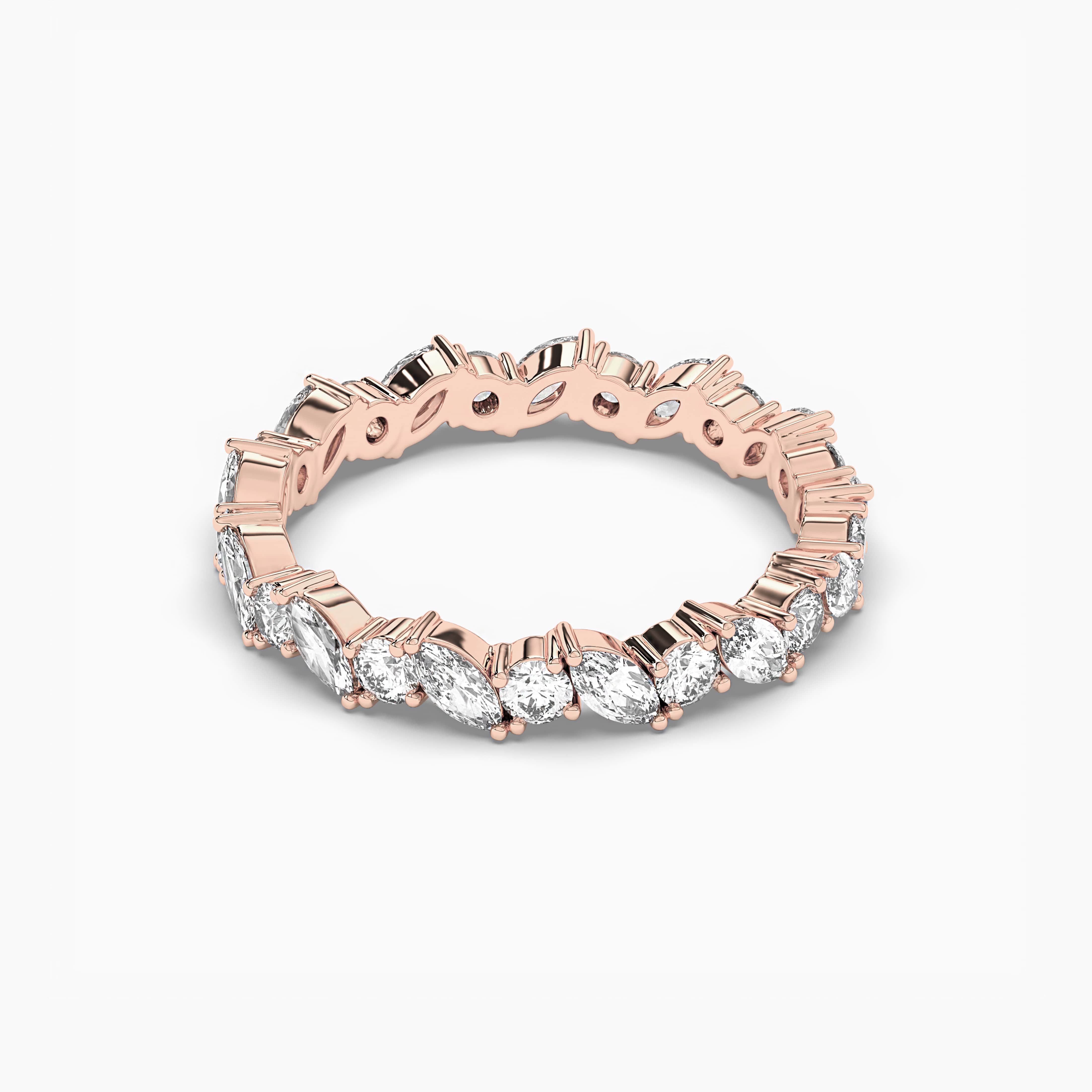 Rose Gold Multi Stone Eternity Wedding Band In Marquise And Round Cut Band For Woman