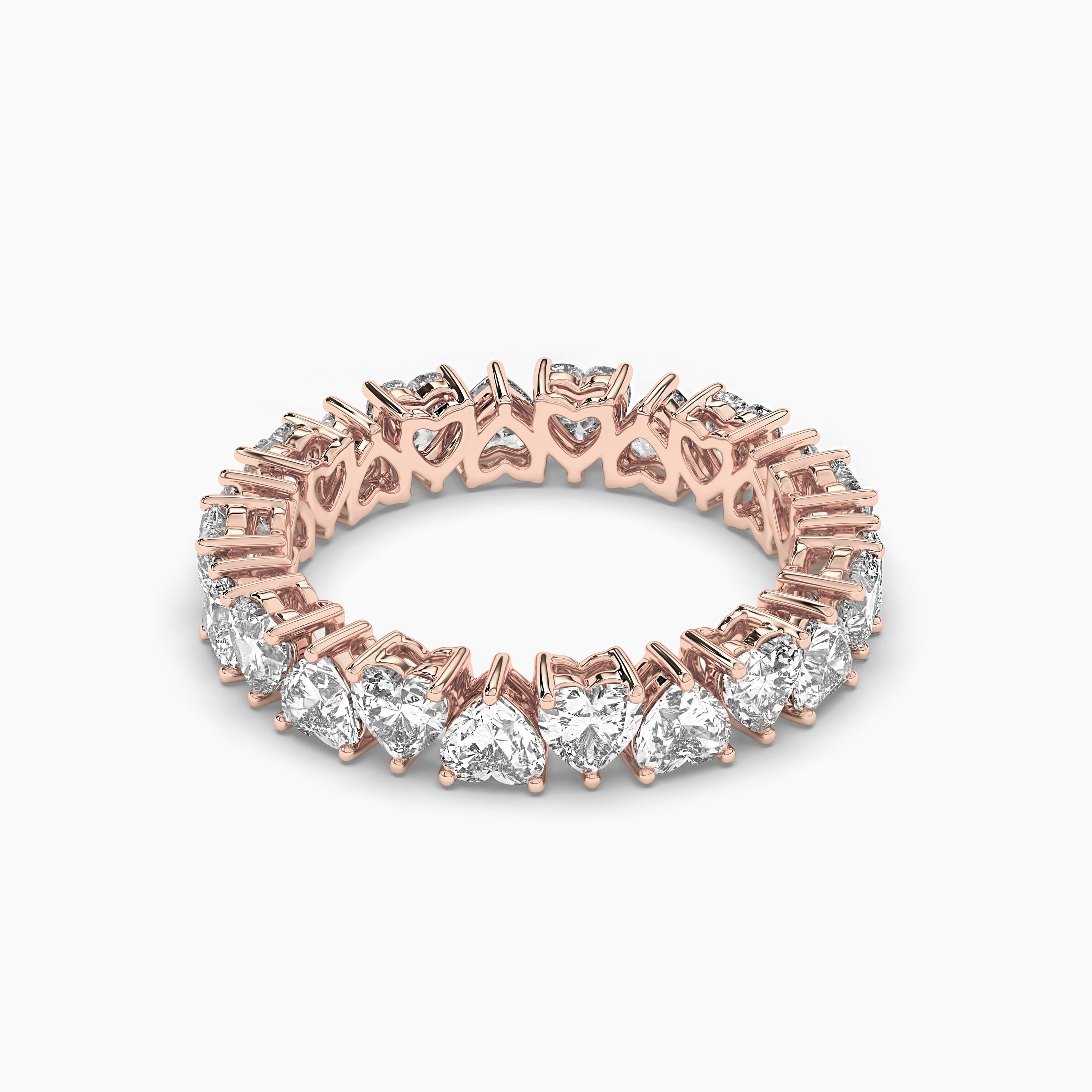 Alternate Set Eternity Wedding Band In Heart Shape In Rose Gold