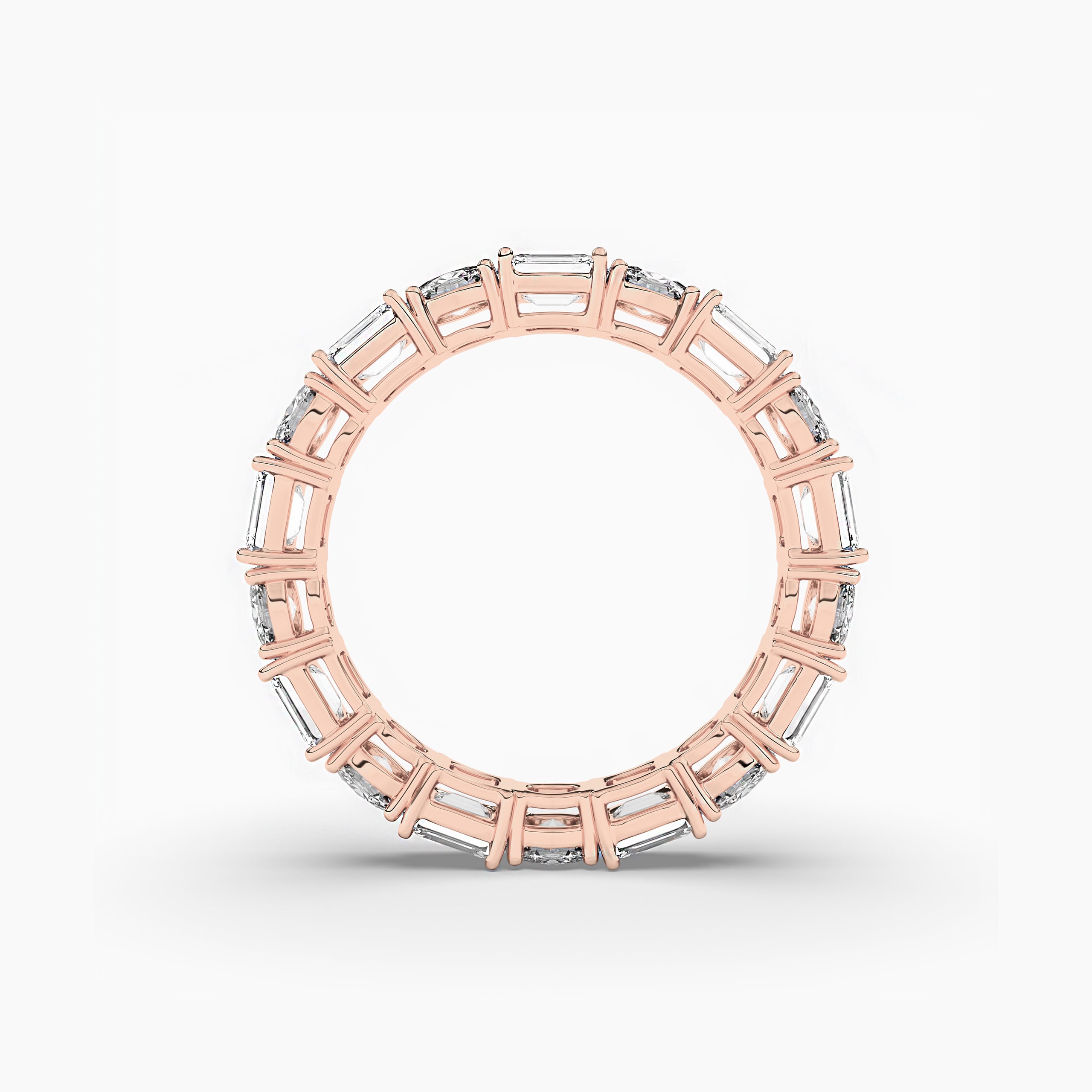 East West Emerald And Oval Shape Lab-Grown Diamond Eternity Band Rose Gold