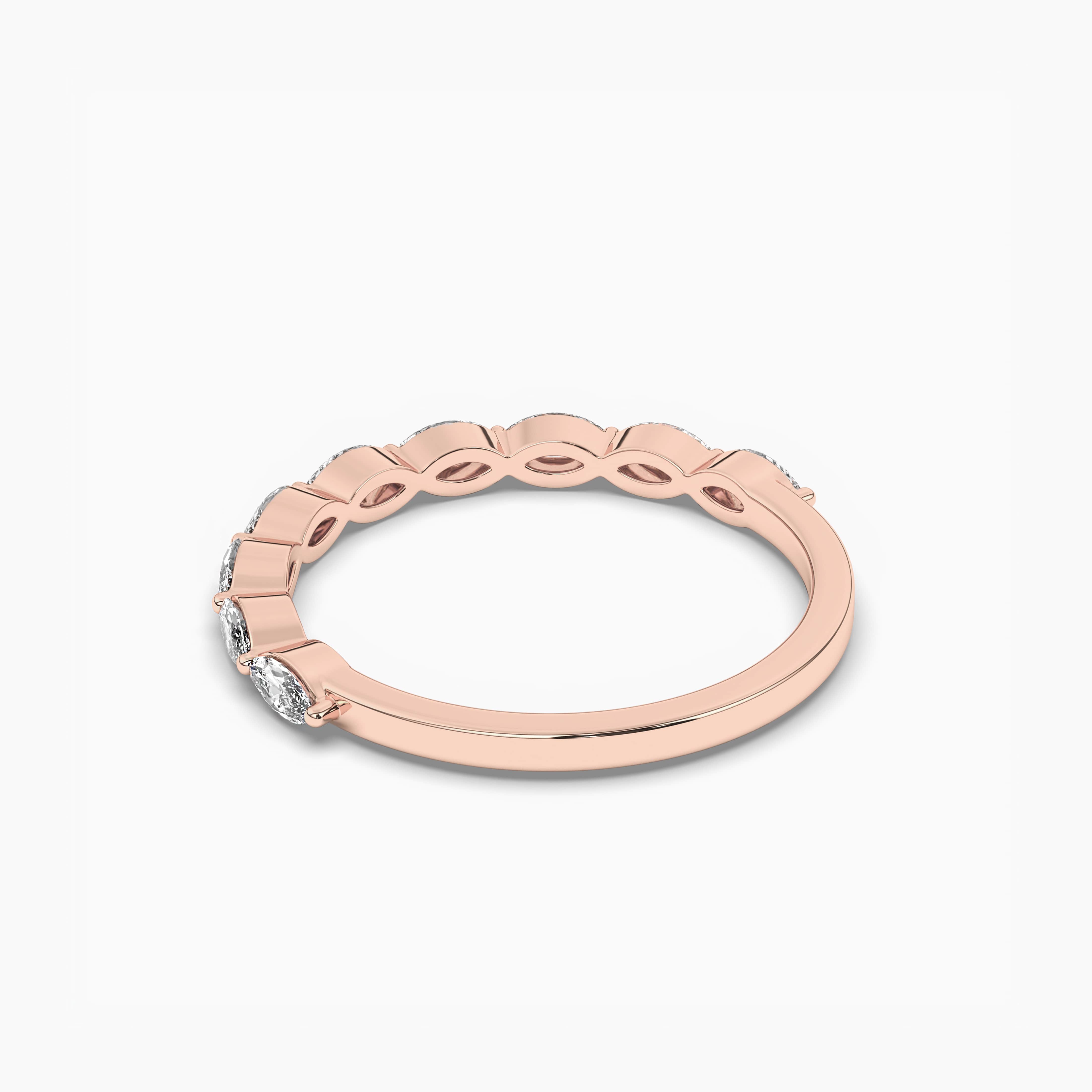 Marquise Diamond Eternity Wedding Band In Rose Gold For Woman Gift