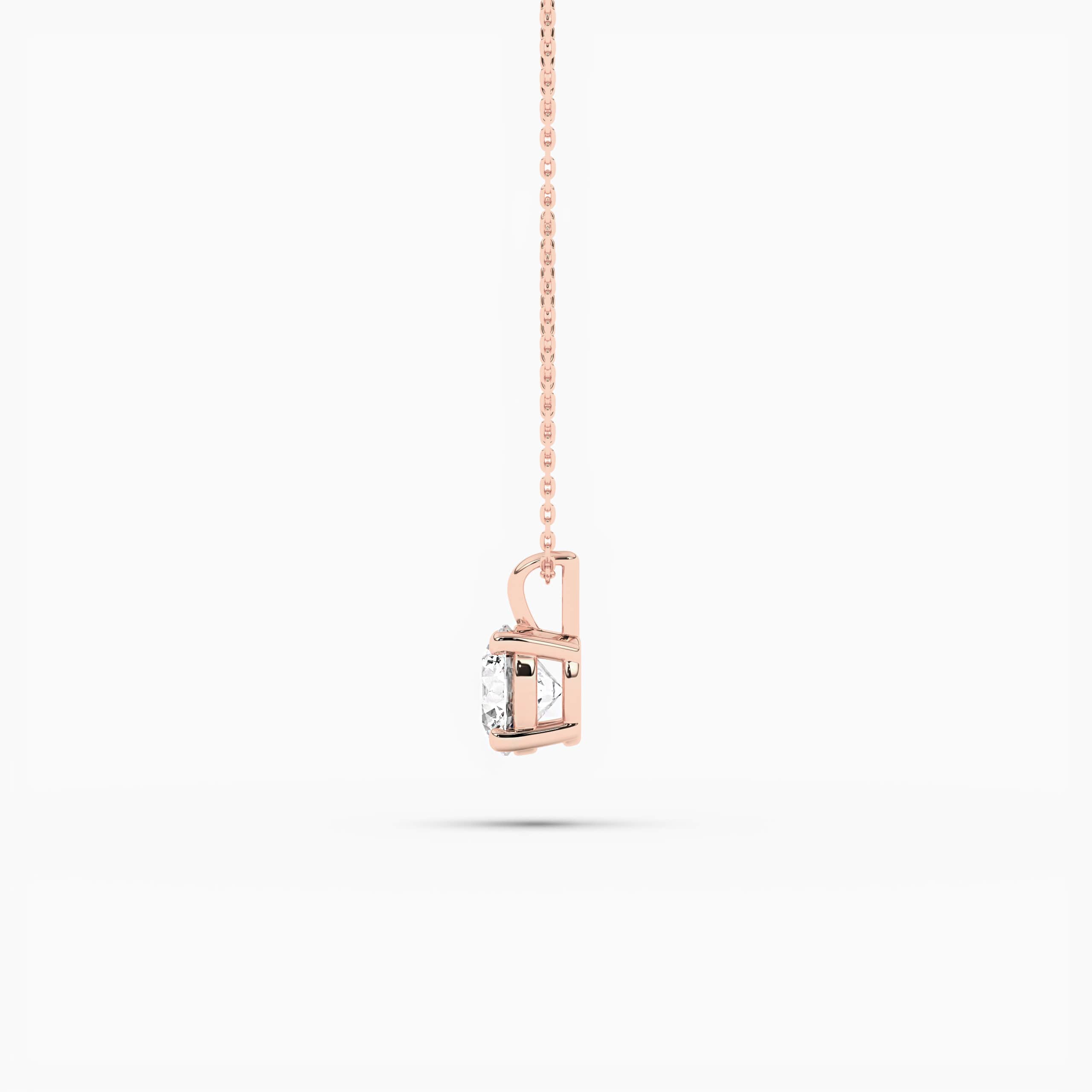 Round Cut Diamond Solitaire Pendant Necklace In Rose Gold For Woman's
