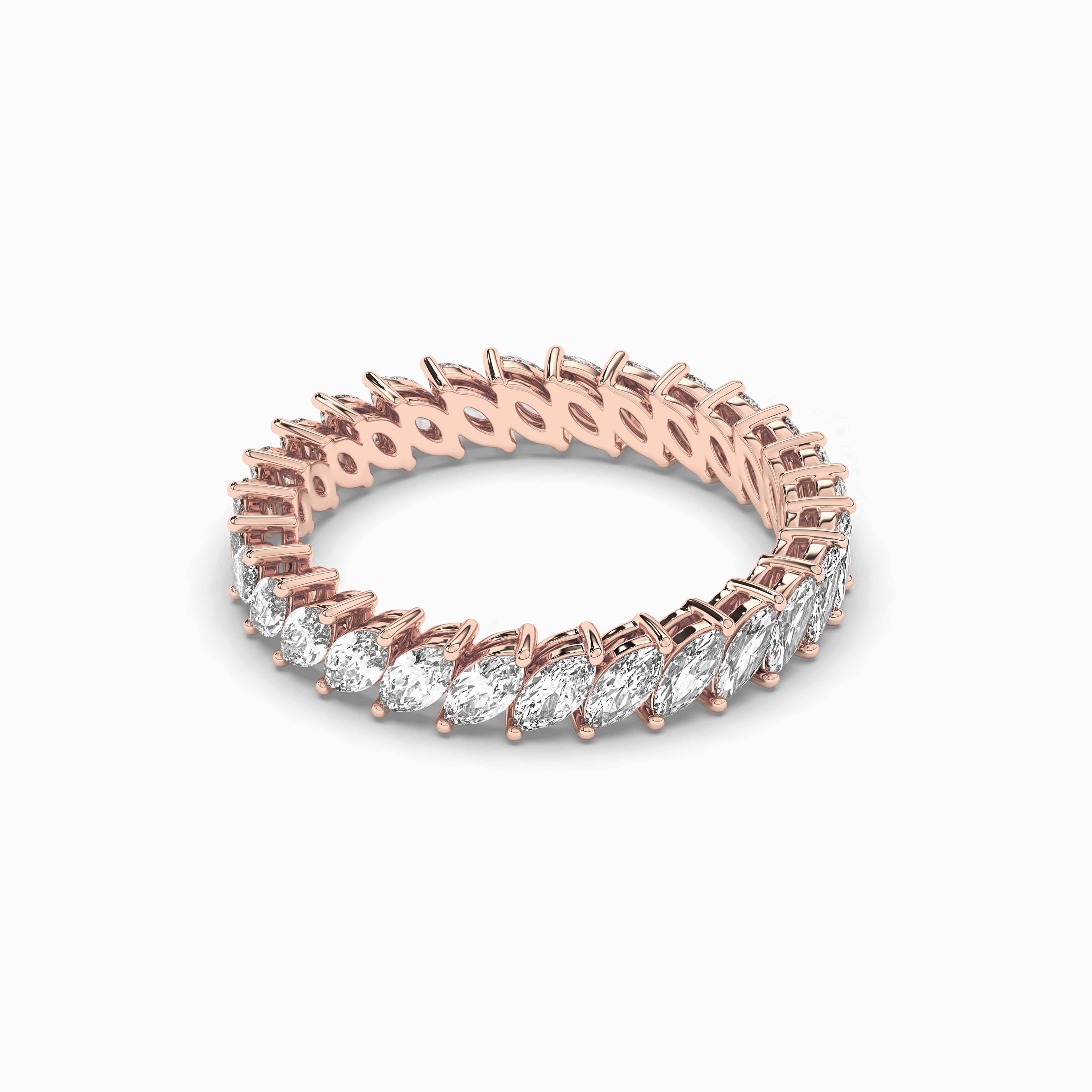Marquise Cut Diamond Eternity Wedding Band In Rose Gold