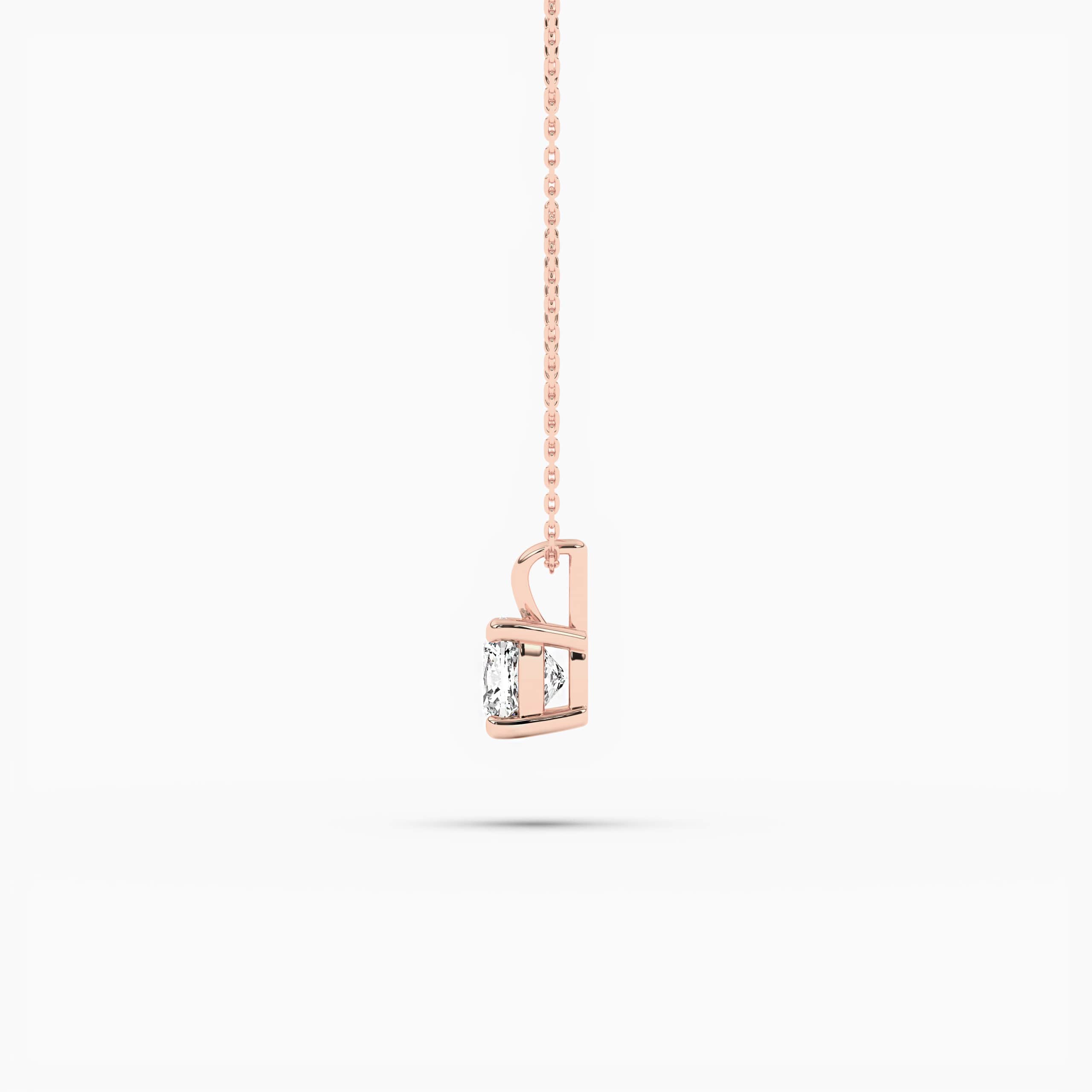 Diamond Solitaire Pendant Cushion-cut In Rose Gold