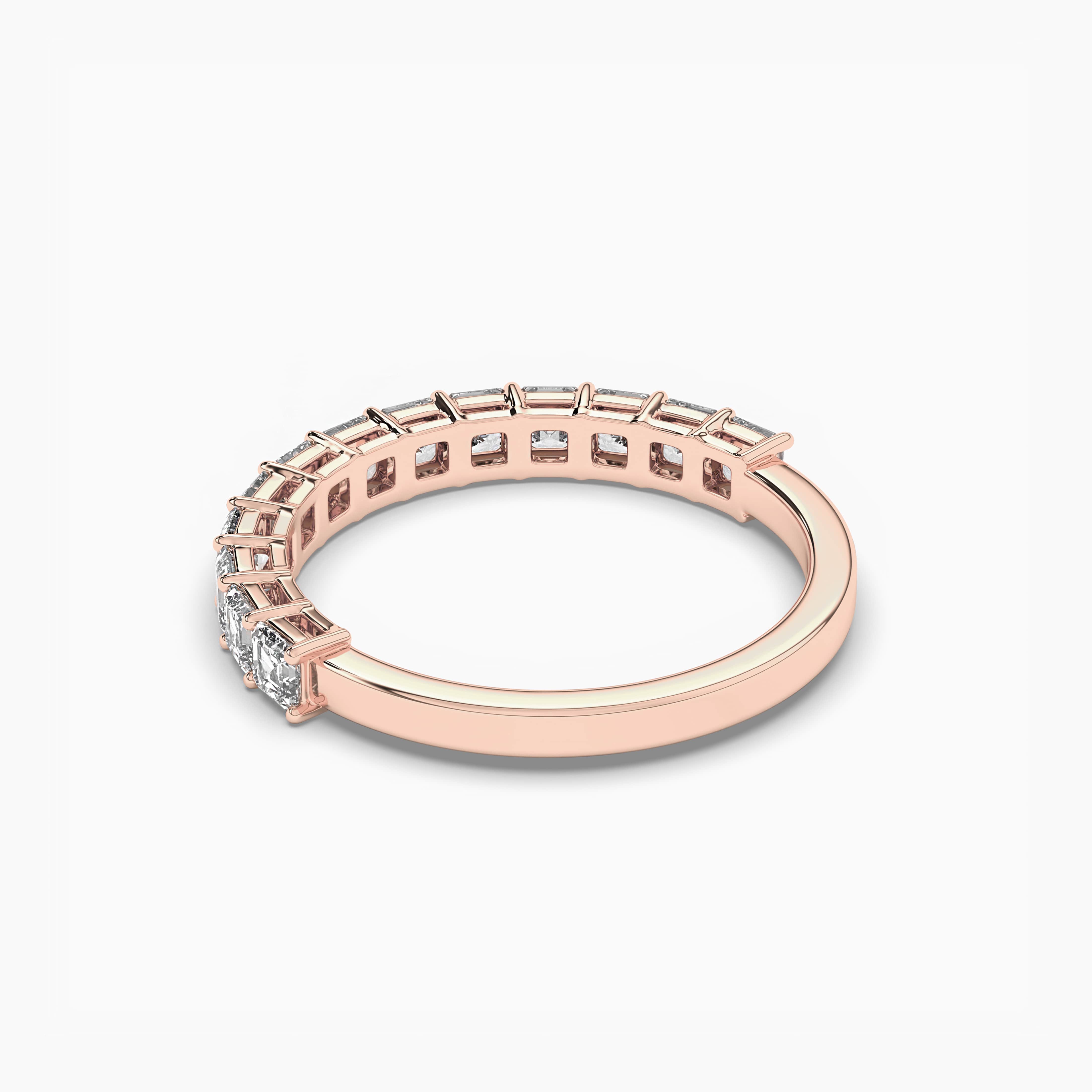 Asscher Cut Half Eternity Asscher Cut Band In Rose Gold