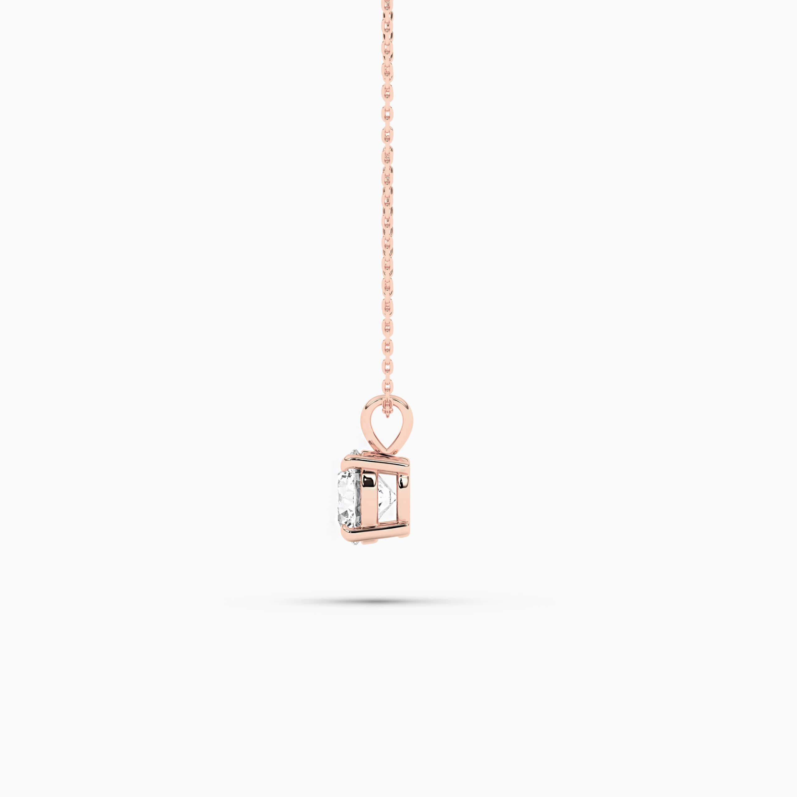 Round-Cut Diamond Solitaire Pendant in Rose Gold 4-Prong