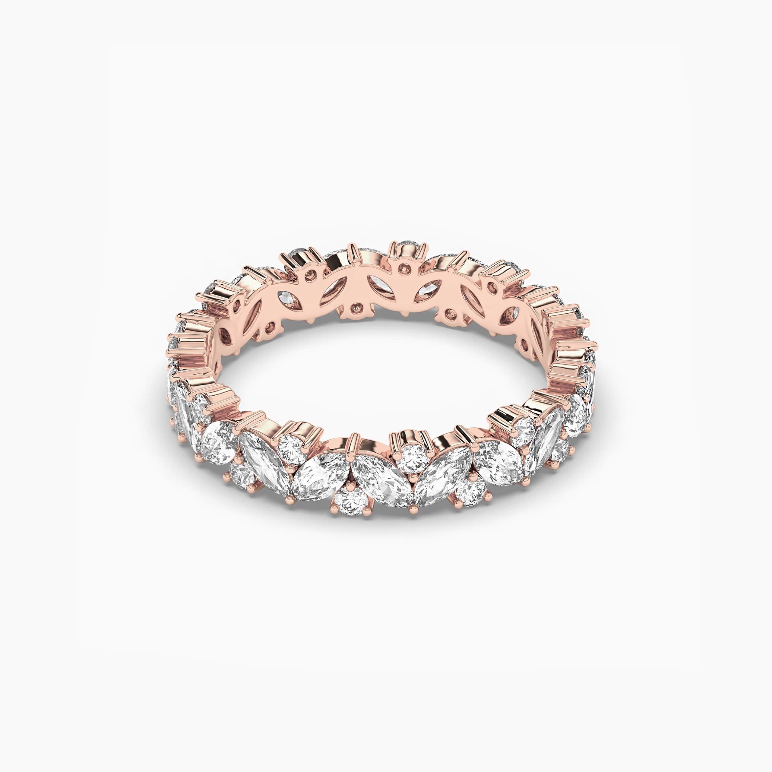 Multi Stone Marquise And Round Eternity Wedding Band In Rose Gold For Woman