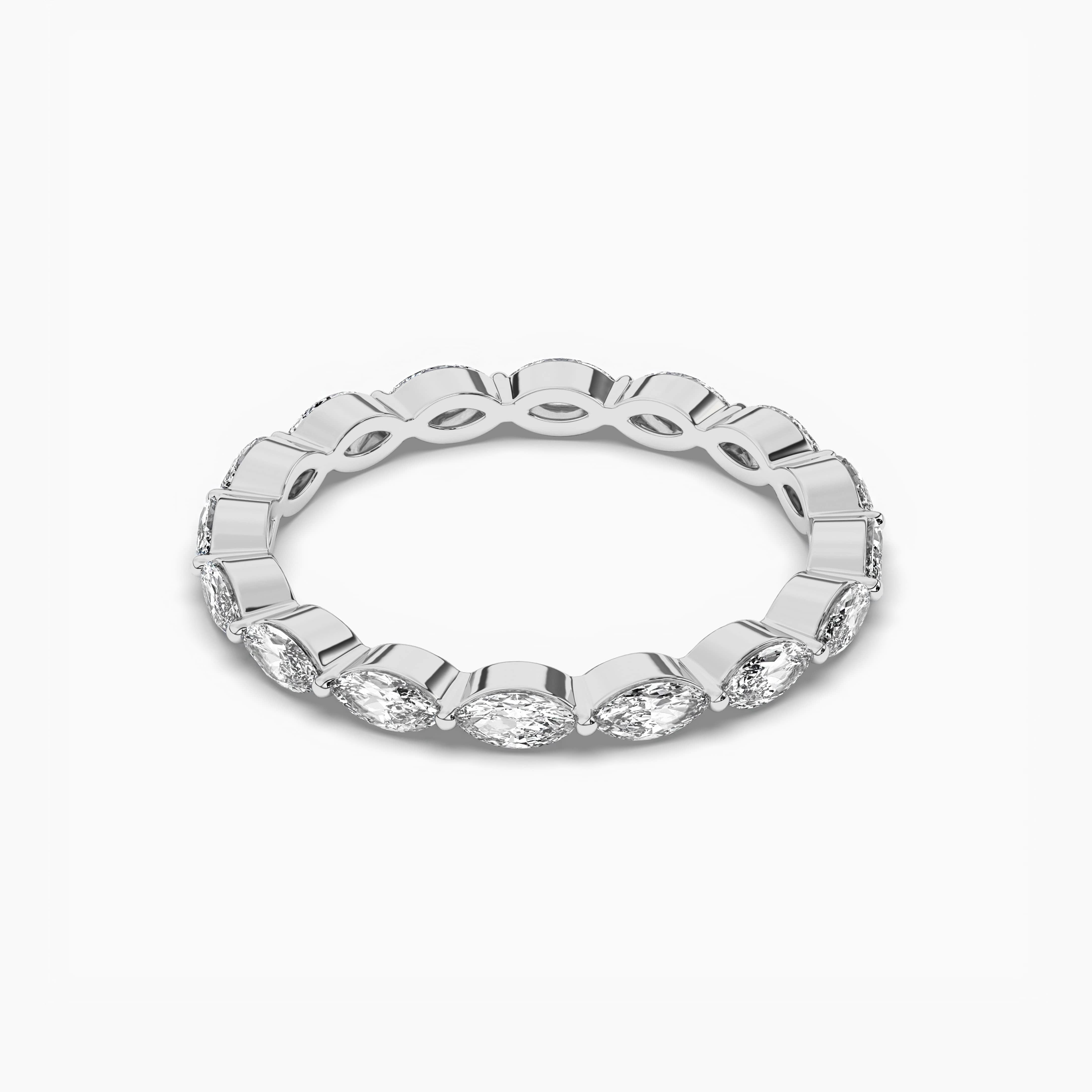 Marquise Cut East West Moissanite Diamond Eternity Wedding Band In White Gold