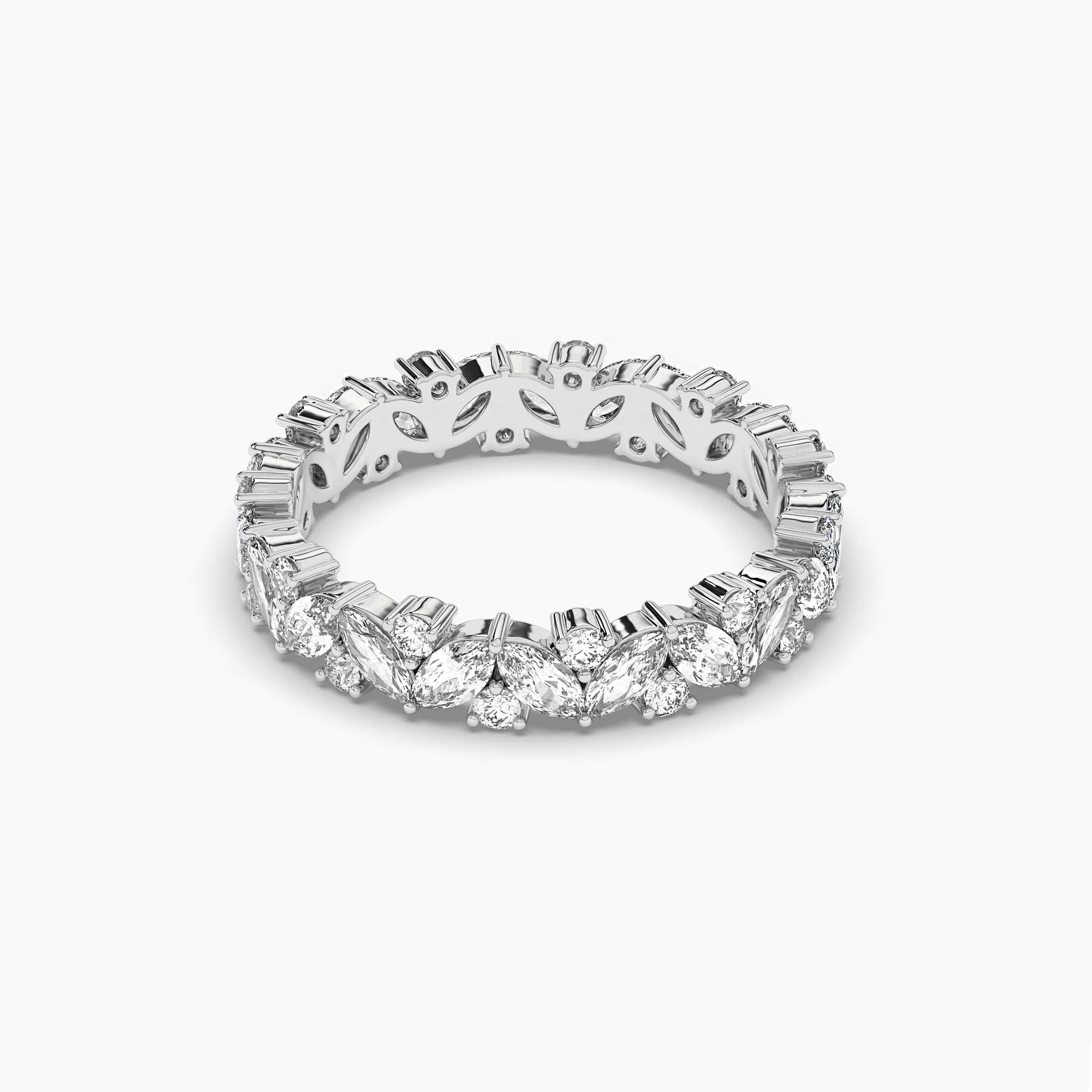 Full Eternity Wedding Band Marquise and Round Moissanite Band Style Stacking Ring